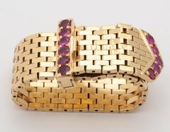 1950s Ruby Gold Buckle Ring