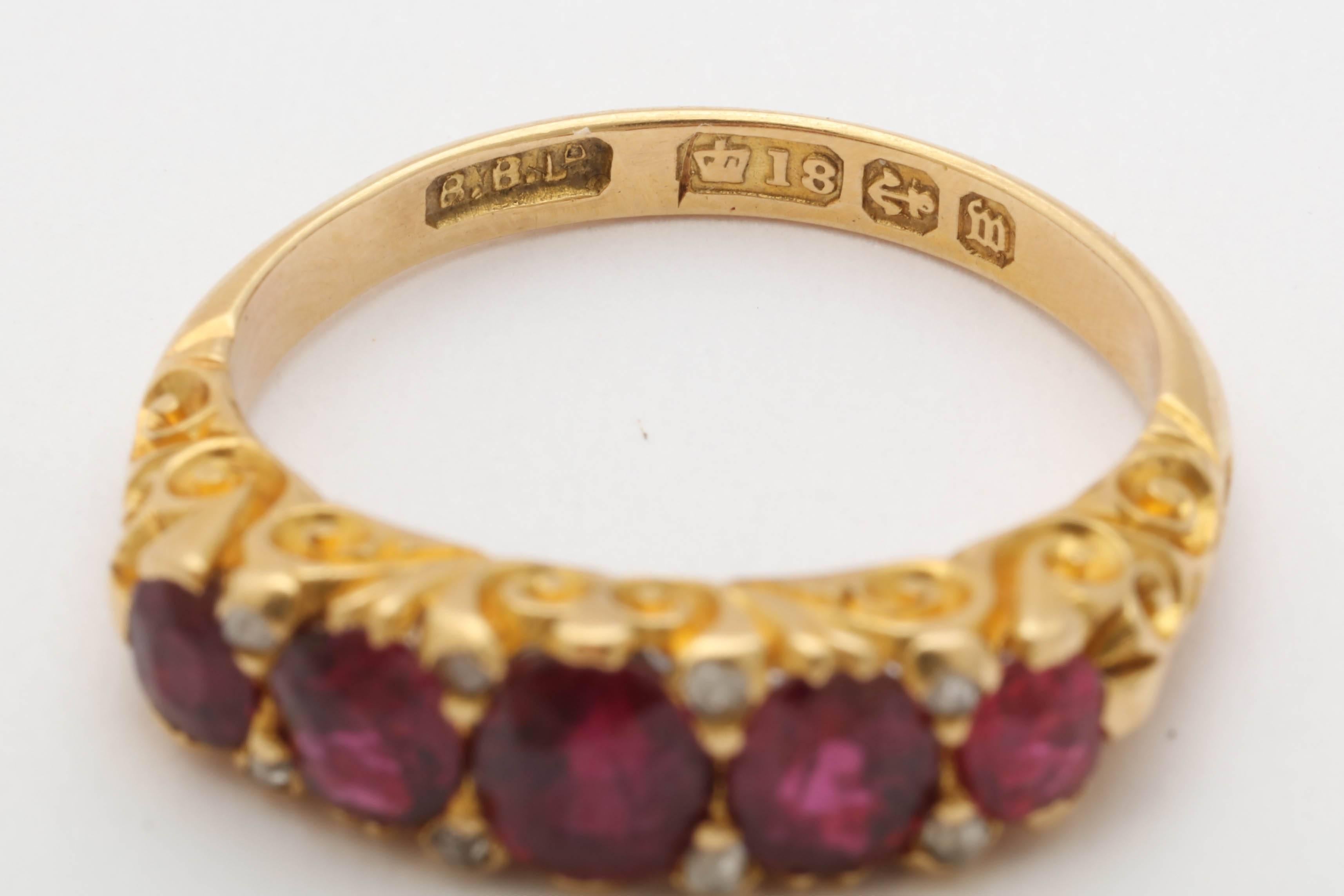Victorian Ruby, Diamond Band Ring For Sale 1