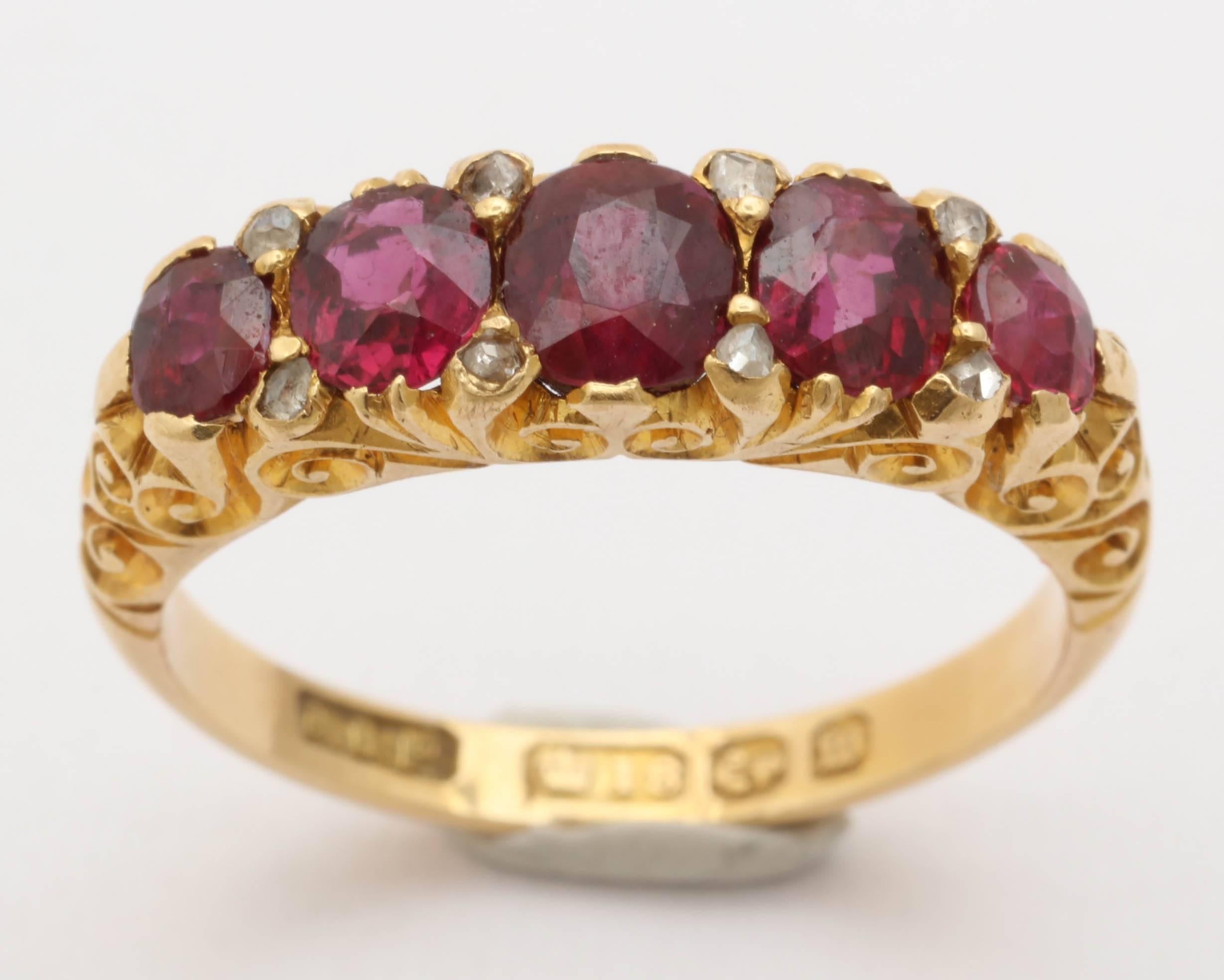 Victorian Ruby, Diamond Band Ring For Sale 2