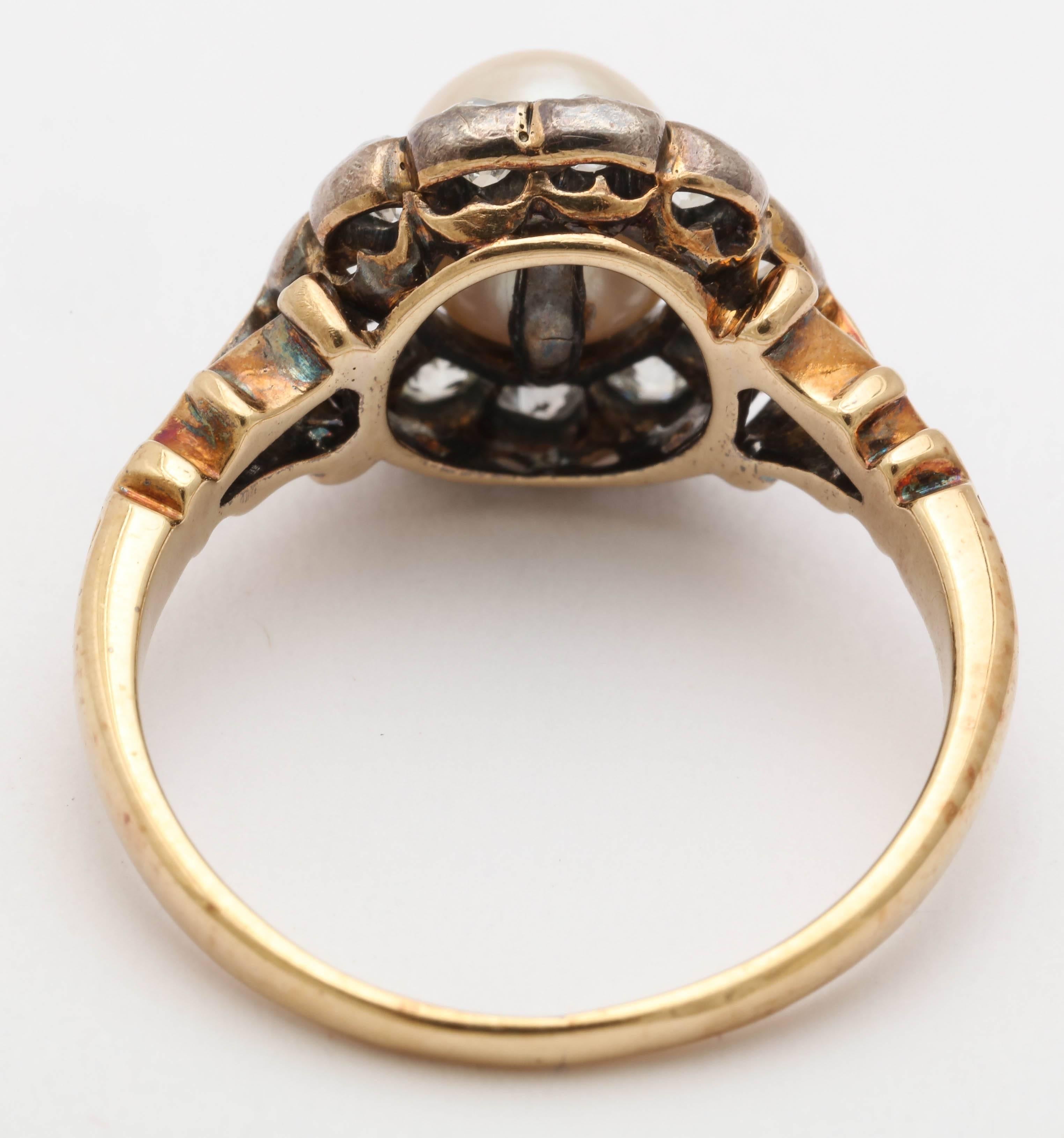 Late Victorian Pearl, Diamond Cluster Ring In Excellent Condition In New York, NY