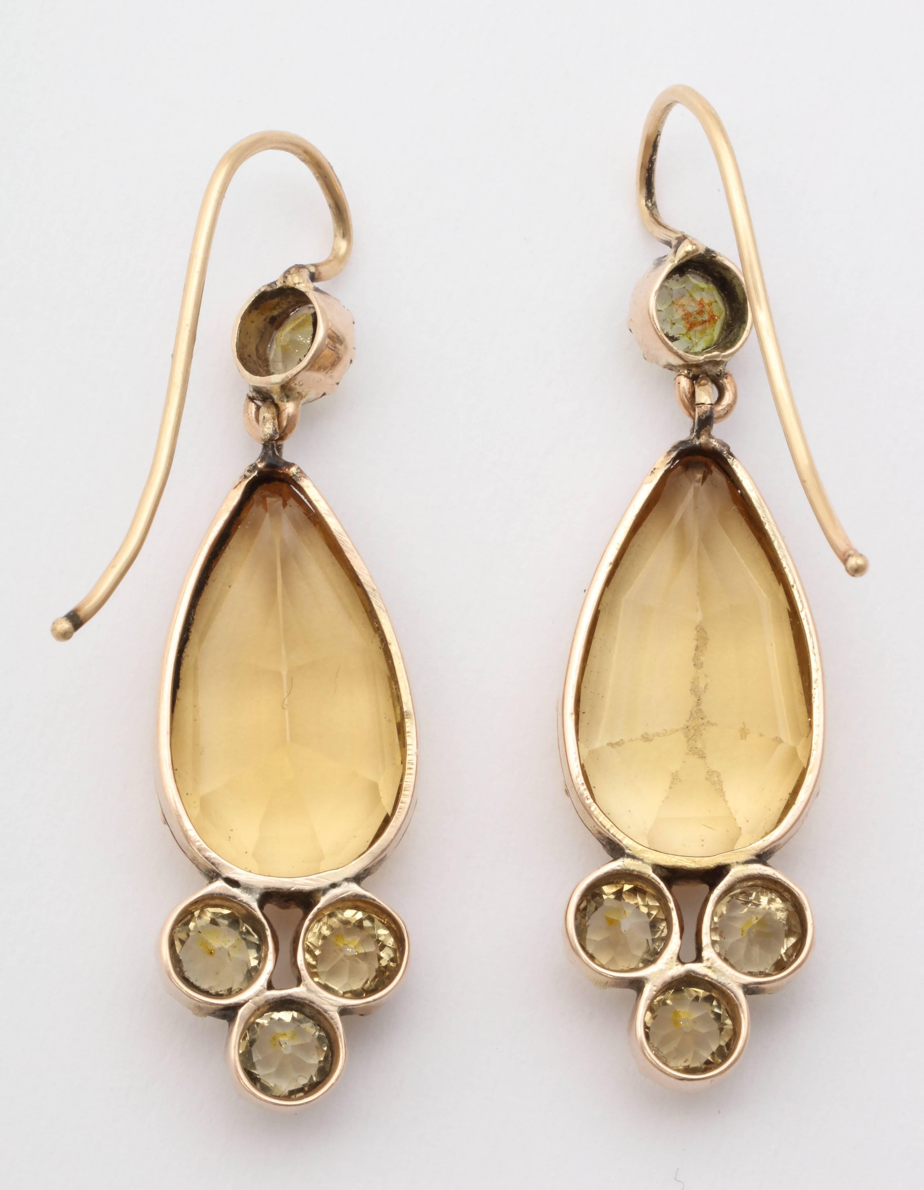 Pear Cut Victorian Gold and Citrine Earrings For Sale