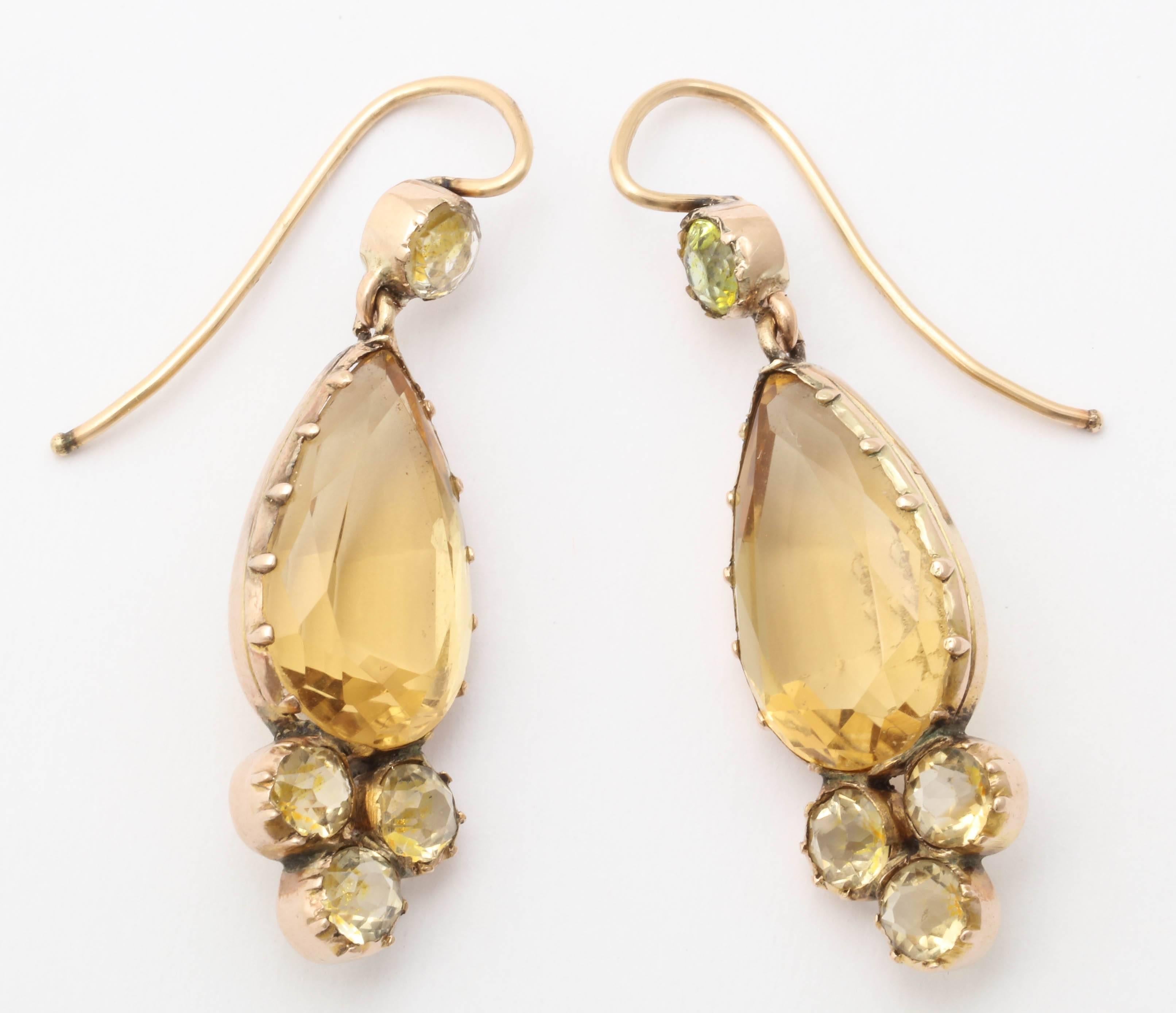 Victorian Gold and Citrine Earrings In Excellent Condition For Sale In Stamford, CT