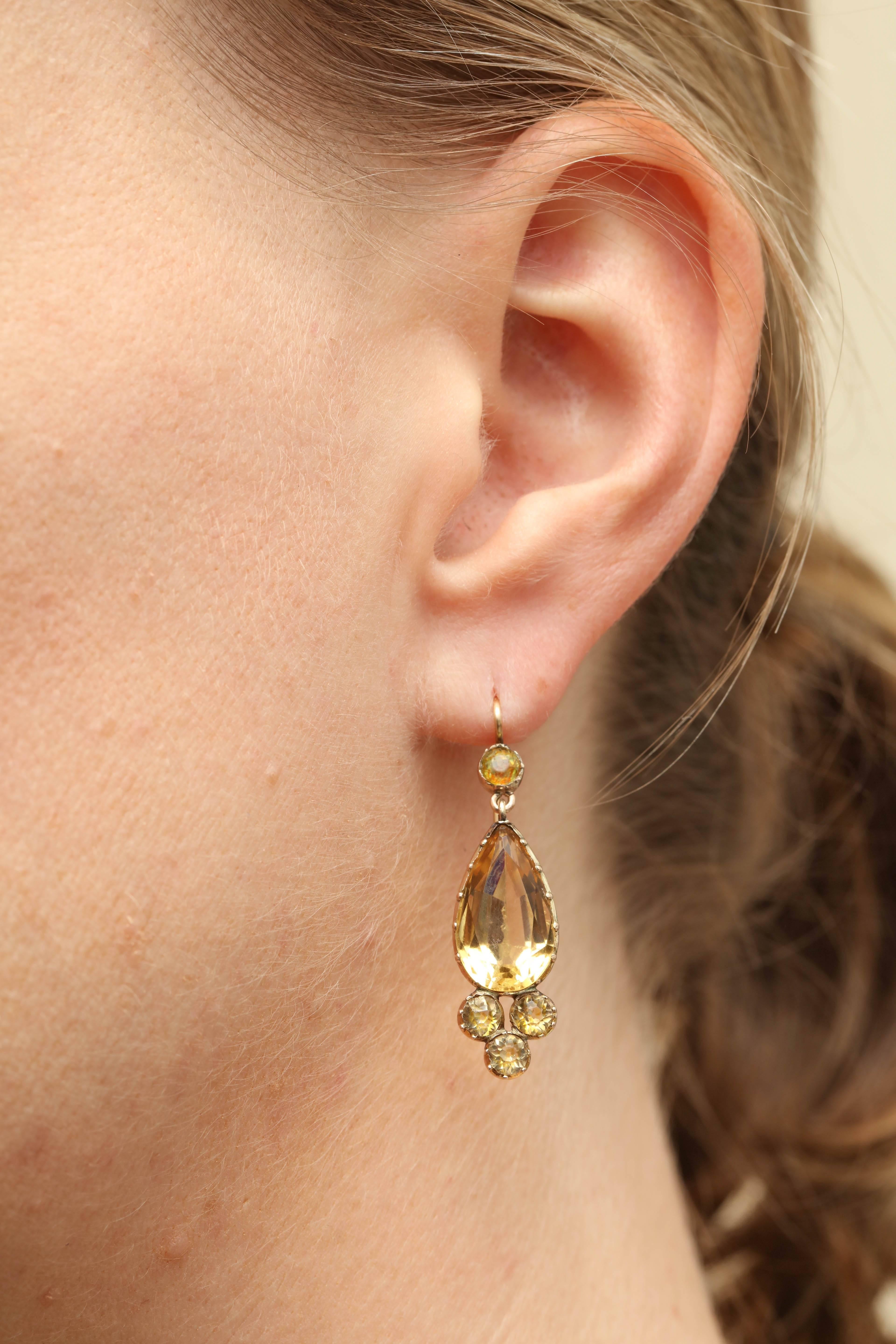 Women's Victorian Gold and Citrine Earrings For Sale