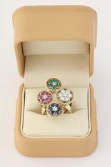 1960s Ruby Sapphire Emerald Diamond Gold Fun Ring