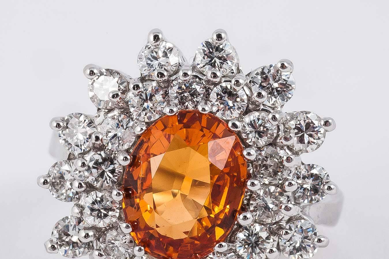 Rare Spessartite Diamond Gold Cluster Ring 1