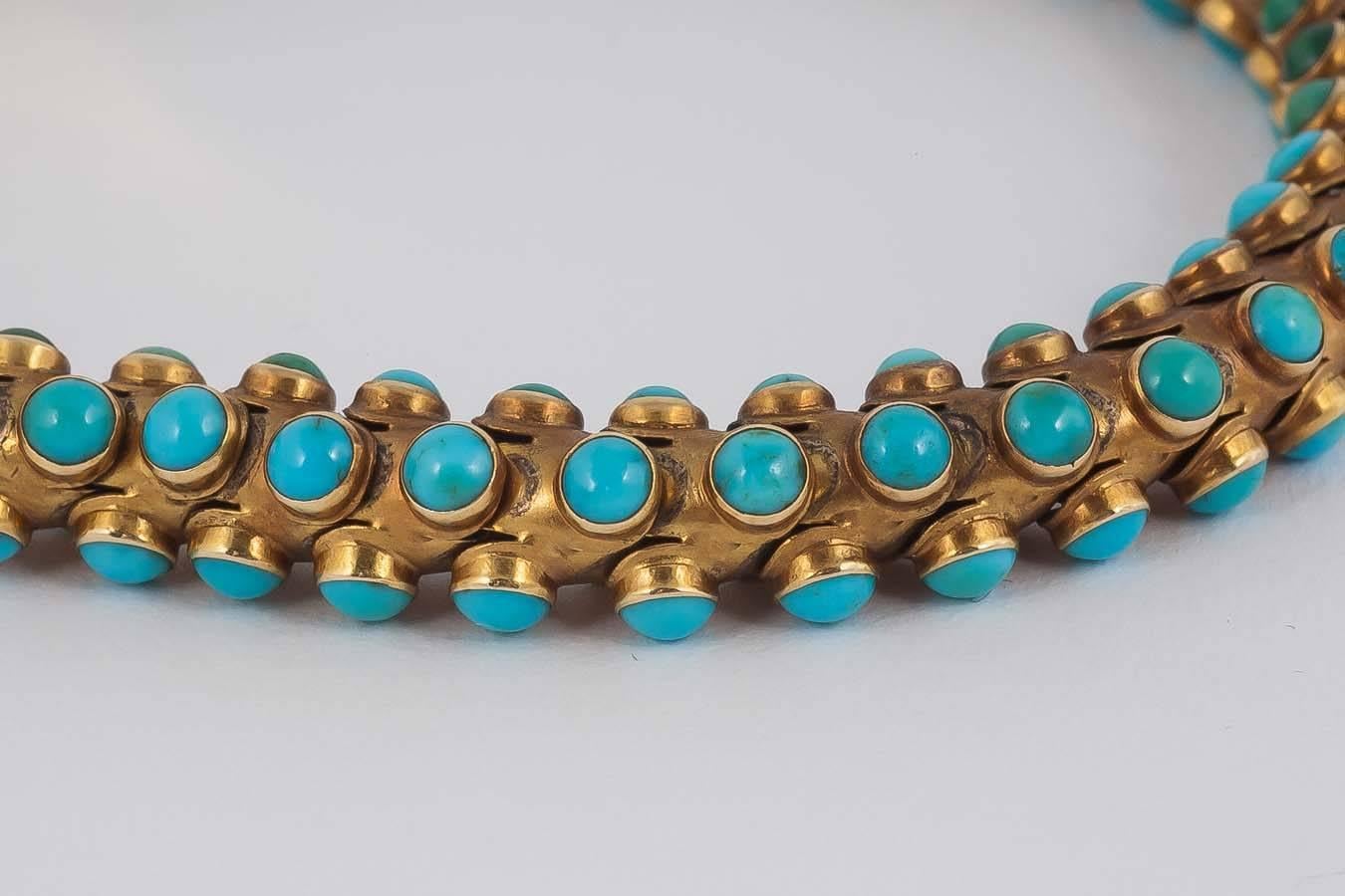 Women's Early Victorian Turquoise Diamond Gold Bracelet