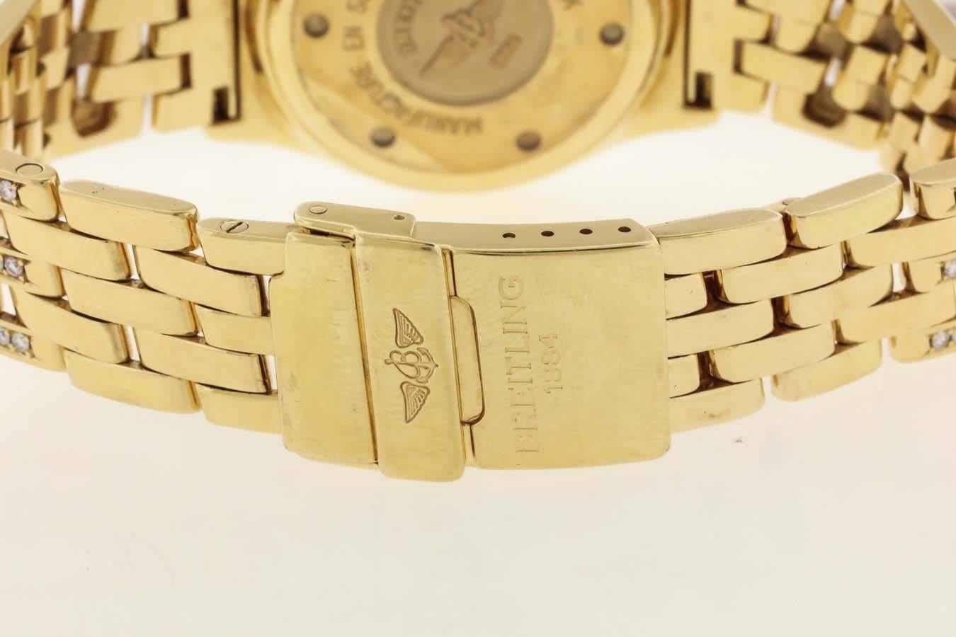 Breitling Gelbgold Diamant-Chronograph Automatik-Armbanduhr Ref K30012 im Zustand „Hervorragend“ in New York, NY