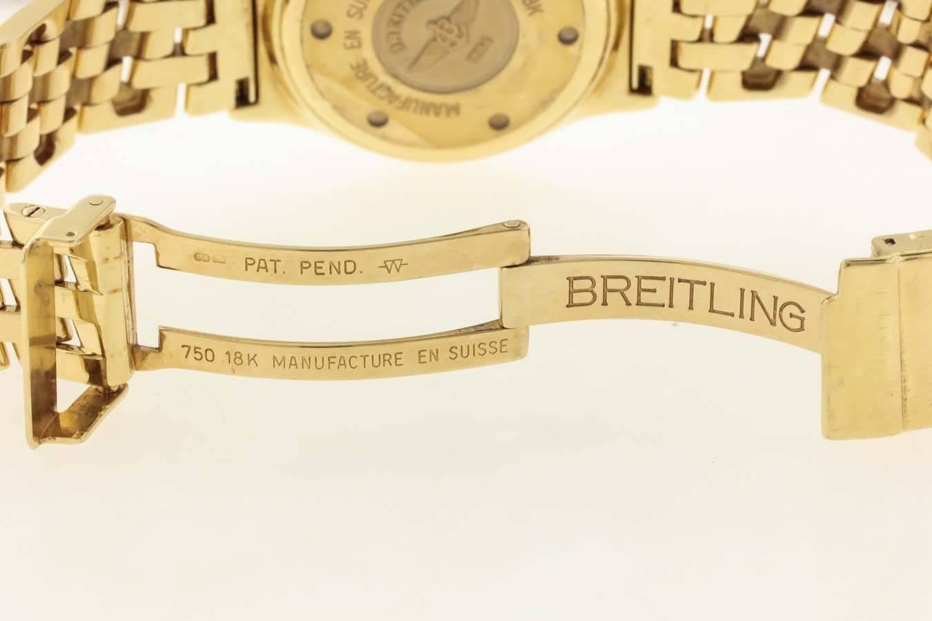 Breitling Gelbgold Diamant-Chronograph Automatik-Armbanduhr Ref K30012 für Damen oder Herren