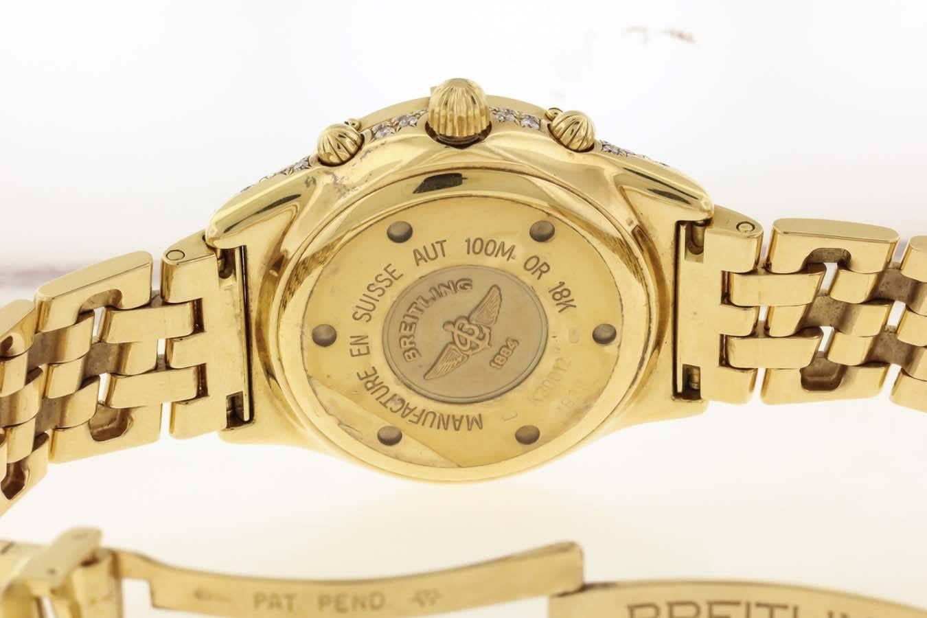 Breitling Gelbgold Diamant-Chronograph Automatik-Armbanduhr Ref K30012 1