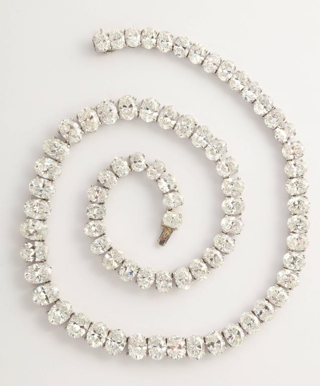 Rare Oval Diamond Platinum Necklace For Sale at 1stDibs