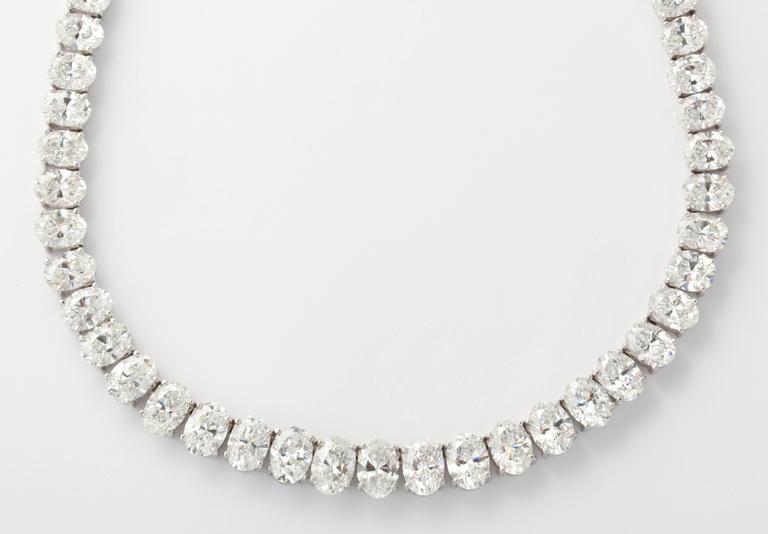 Rare Oval Diamond Platinum Necklace For Sale at 1stDibs
