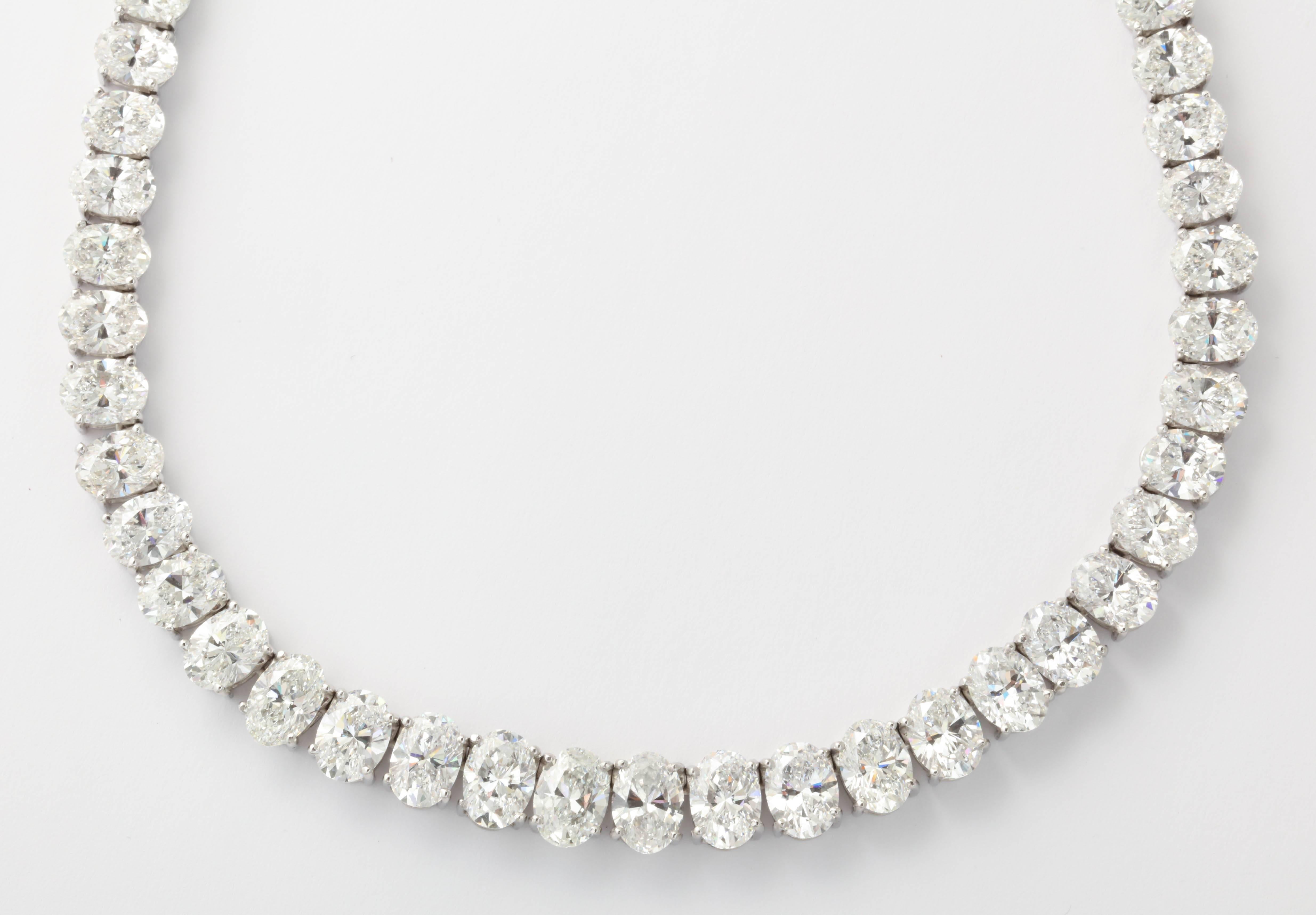 Contemporary Rare Oval Diamond Platinum Necklace For Sale