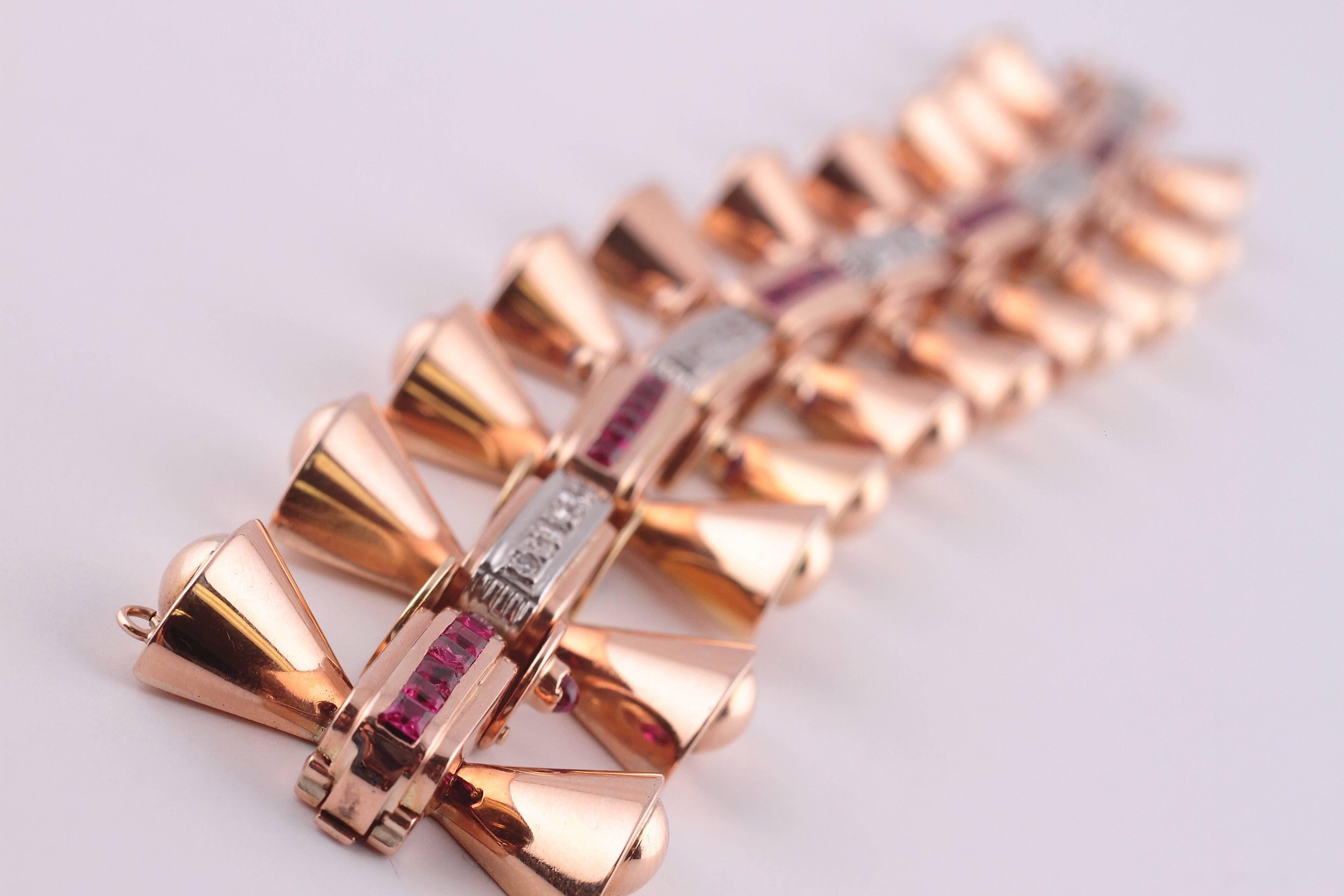 Ruby Diamond Two-Color Gold Bracelet 2