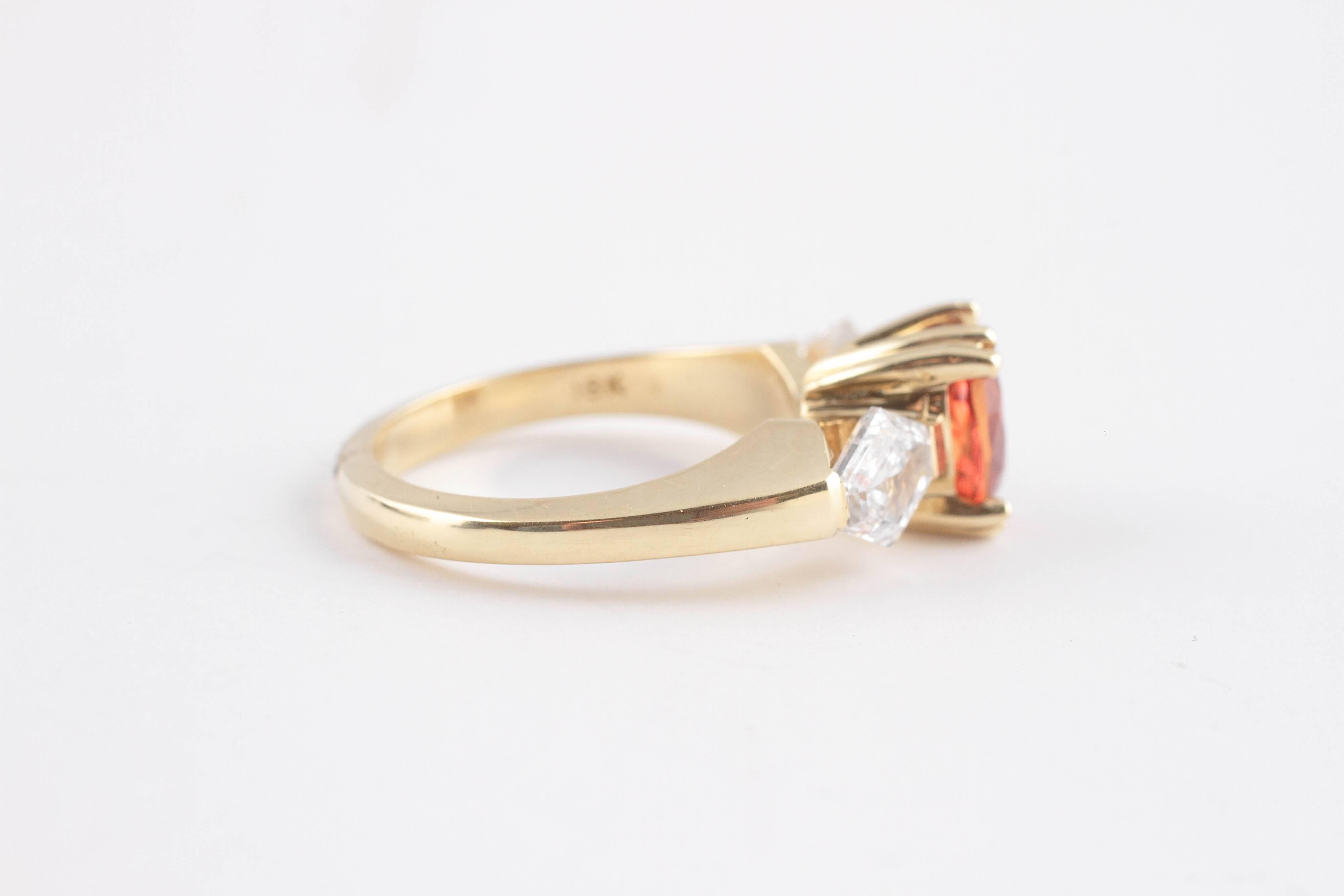 Contemporary Orange Sapphire Diamond Gold Ring