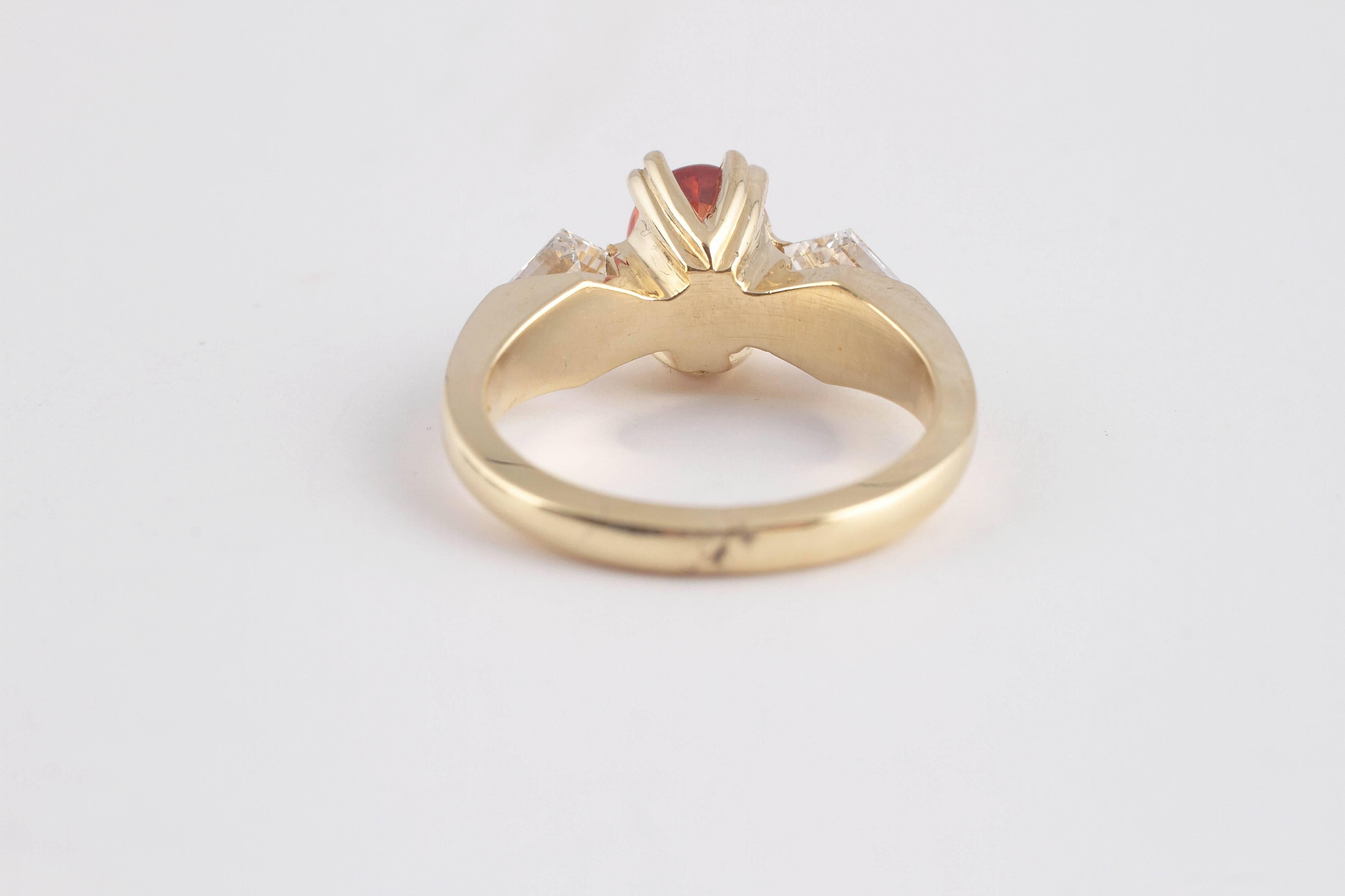 Women's Orange Sapphire Diamond Gold Ring
