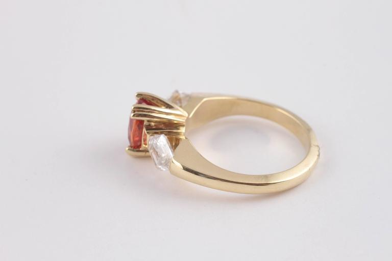 Orange Sapphire Diamond Gold Ring For Sale at 1stdibs