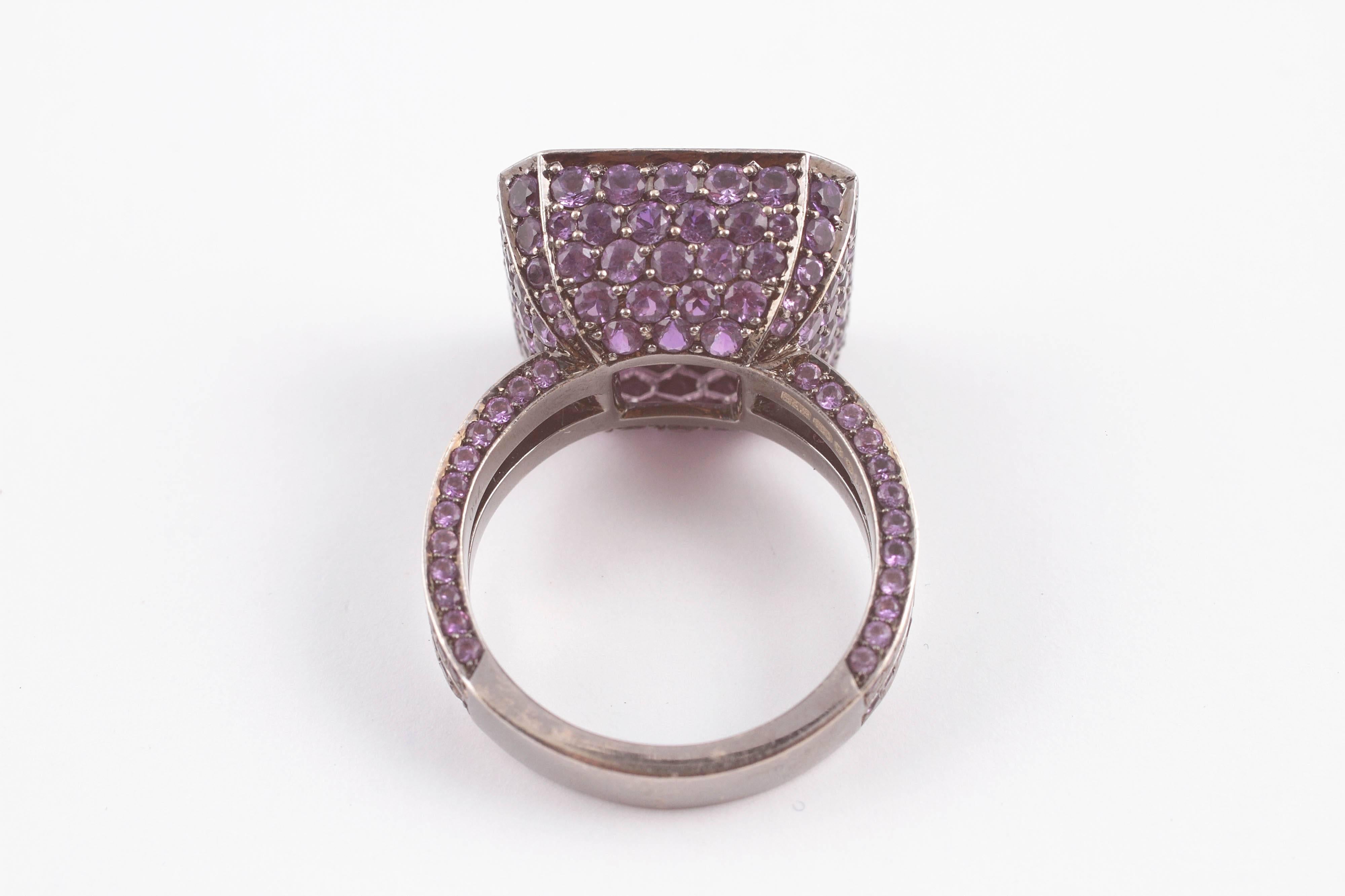 Women's Solange 2.65 ct Amethyst Blackened Gold Cup Ring