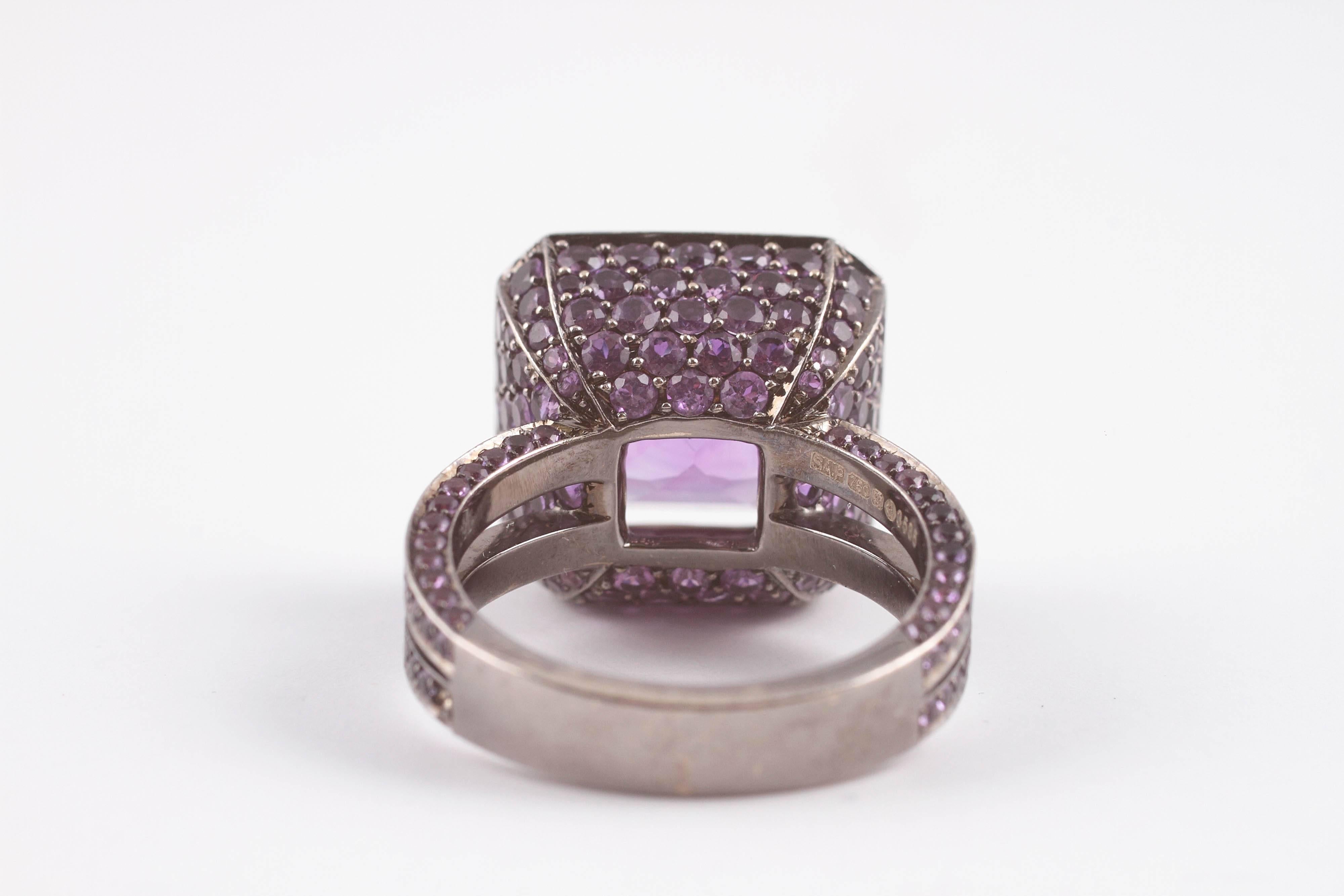 Solange 2.65 ct Amethyst Blackened Gold Cup Ring 1