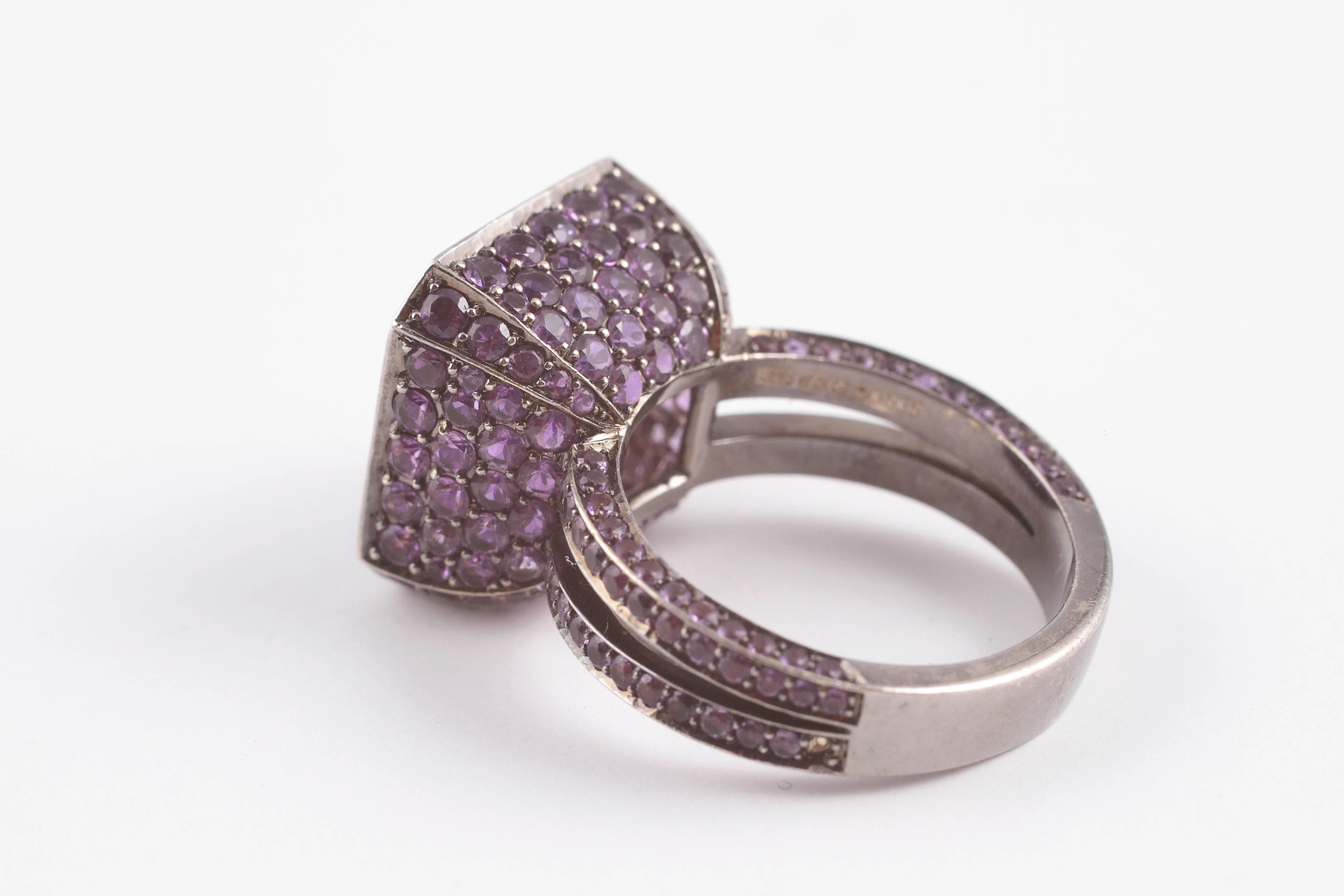 Solange 2.65 ct Amethyst Blackened Gold Cup Ring 2