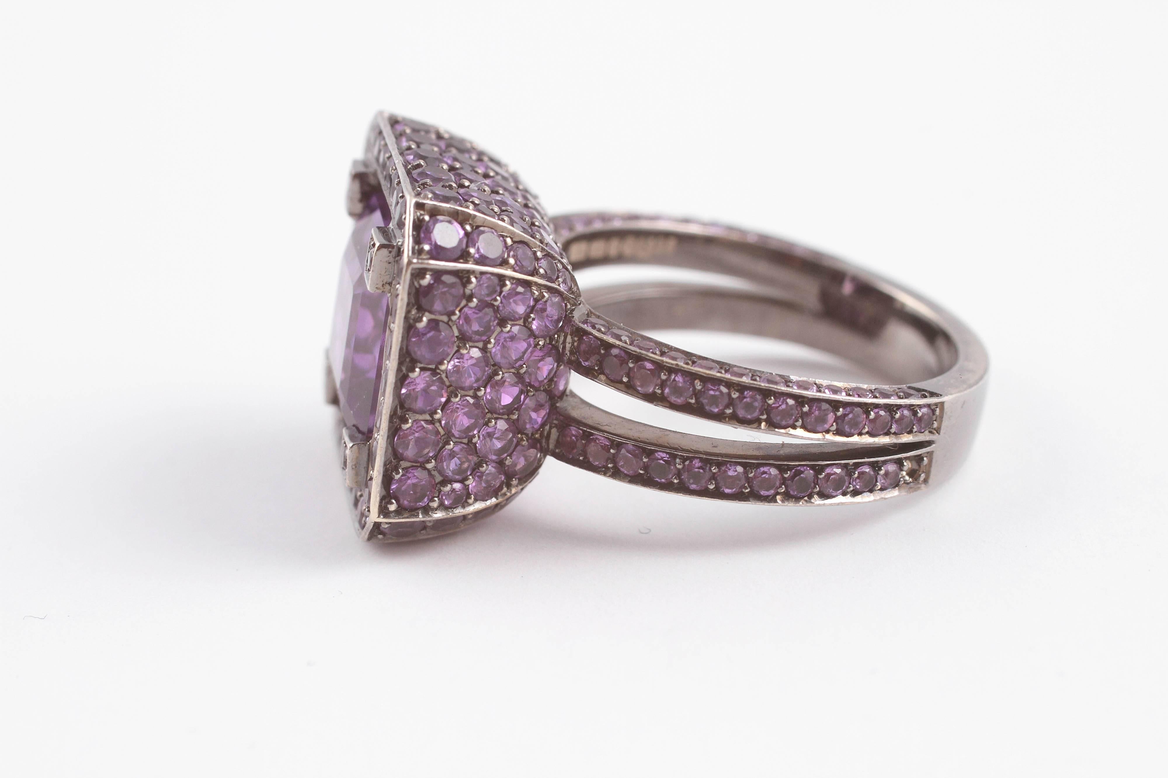 Solange 2.65 ct Amethyst Blackened Gold Cup Ring 3