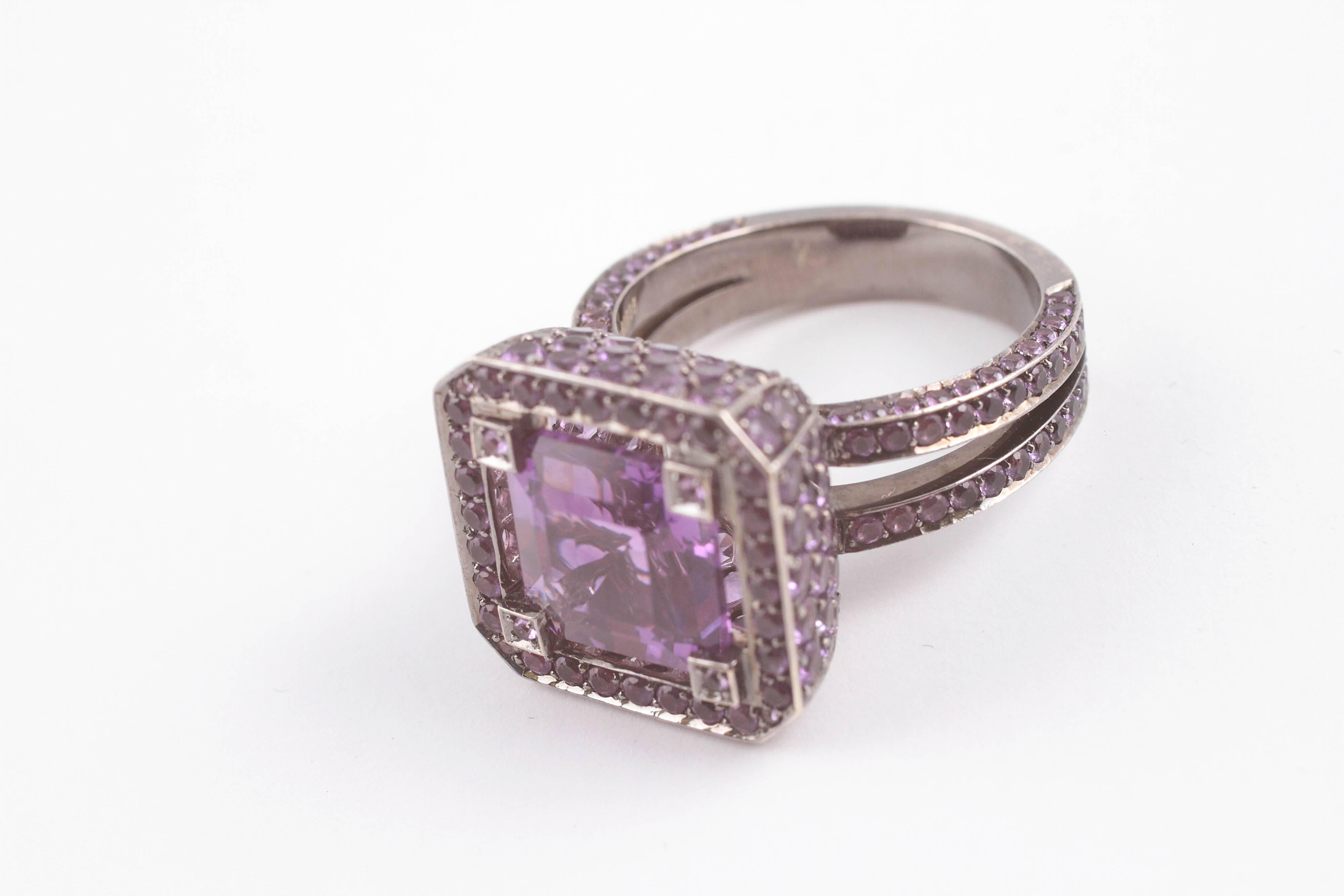 Solange 2.65 ct Amethyst Blackened Gold Cup Ring 4