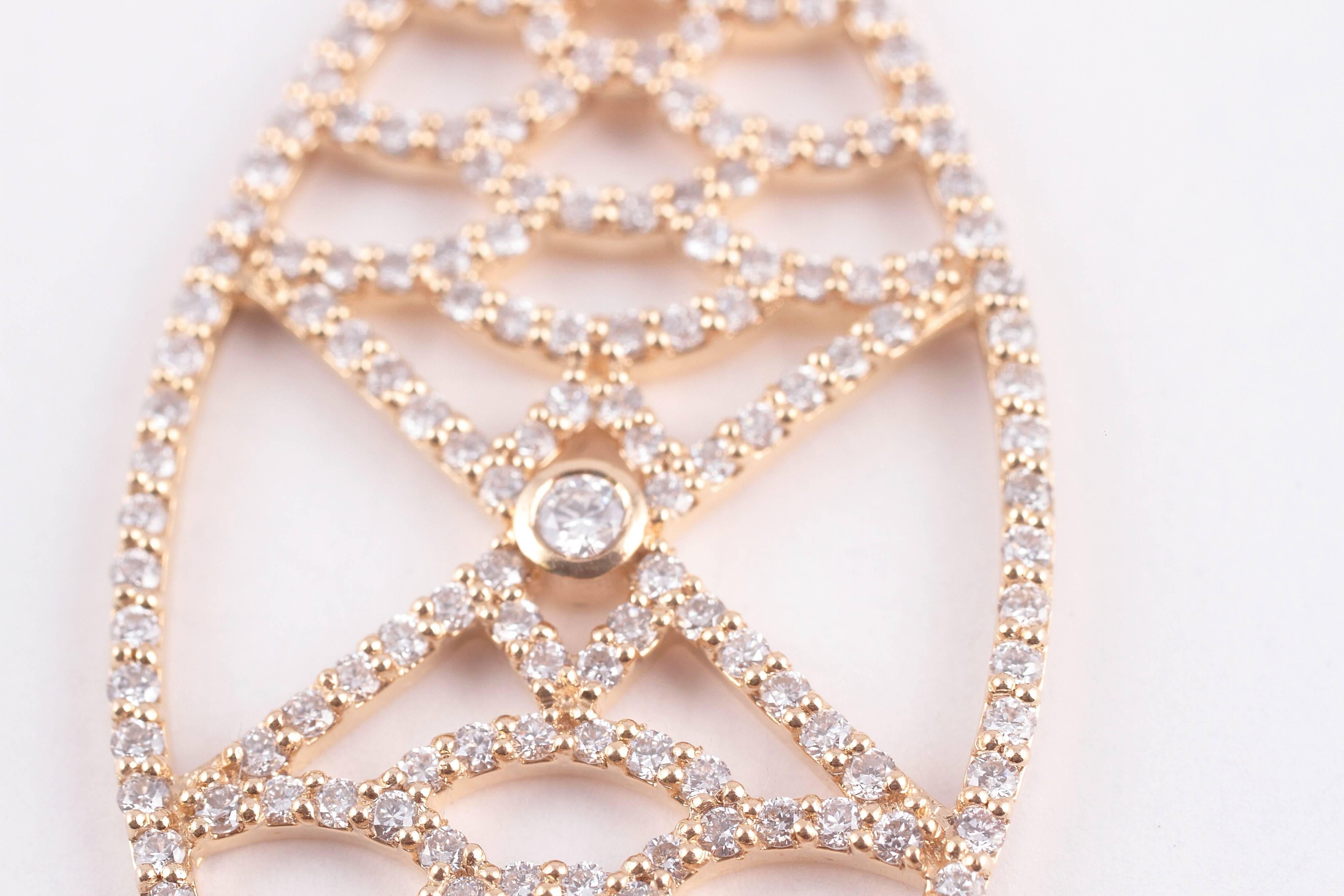 Deborah Pagani Cognac Diamond Gold Dangle Earrings In New Condition In Dallas, TX
