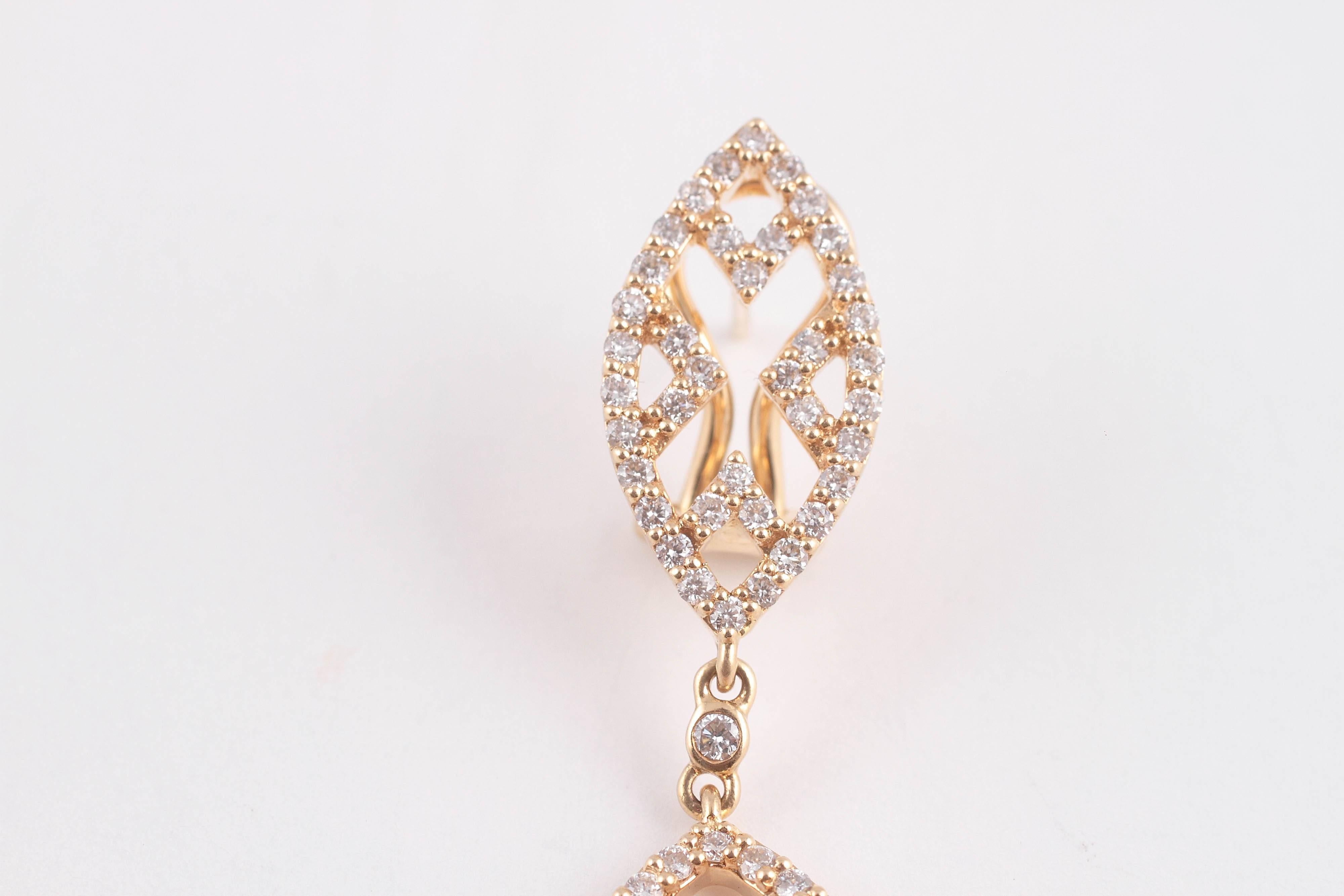 Women's Deborah Pagani Cognac Diamond Gold Dangle Earrings