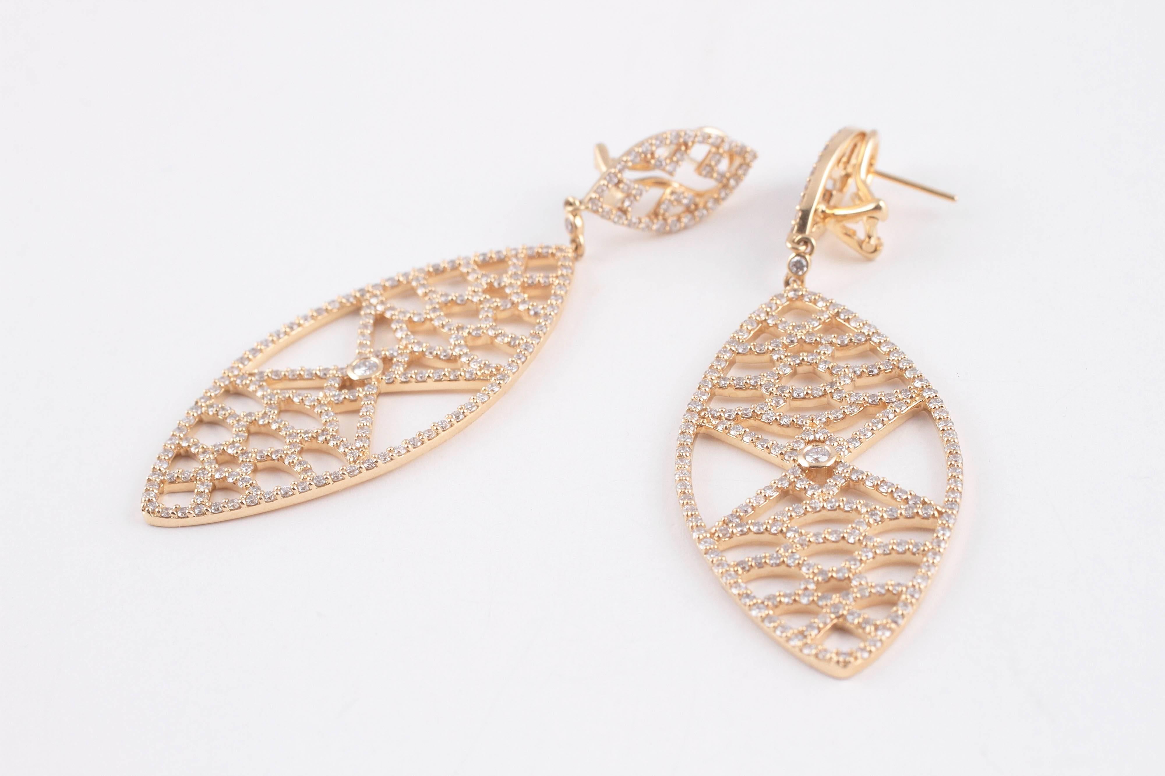 Deborah Pagani Cognac Diamond Gold Dangle Earrings 2