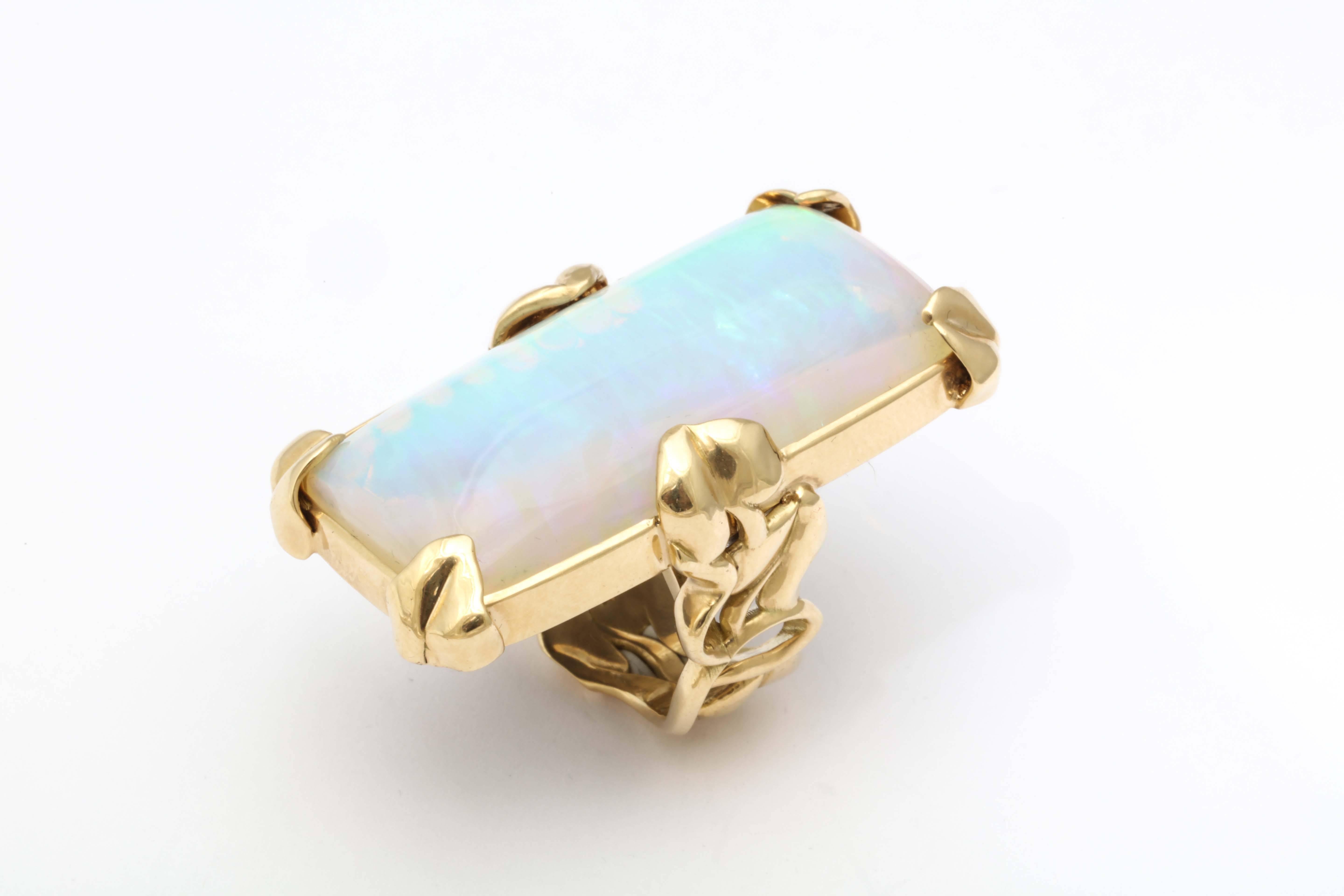 Contemporary Rebecca Koven 50.46 Carat Opal Gold Nymphaea Ring For Sale