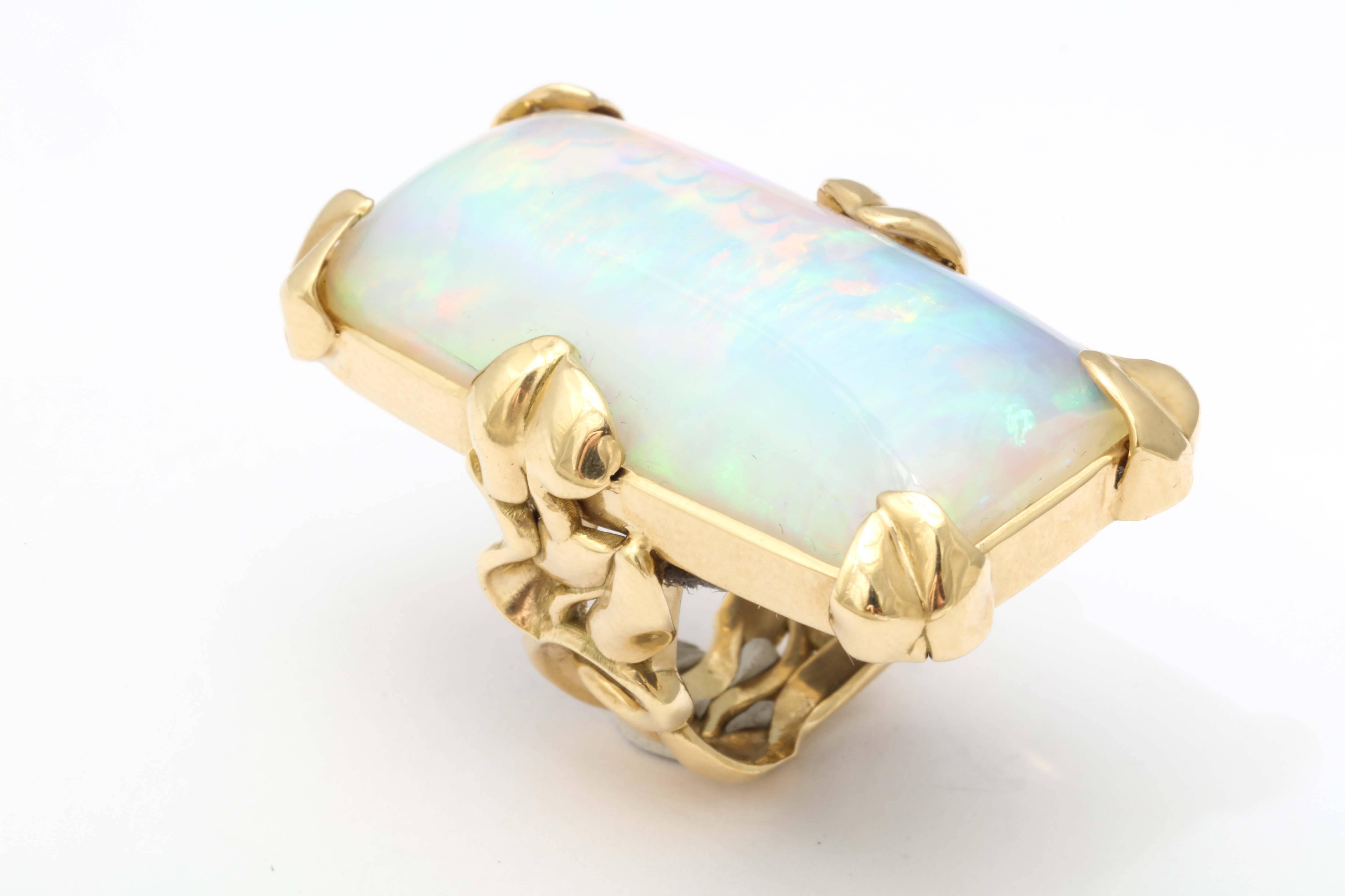 Women's Rebecca Koven 50.46 Carat Opal Gold Nymphaea Ring For Sale