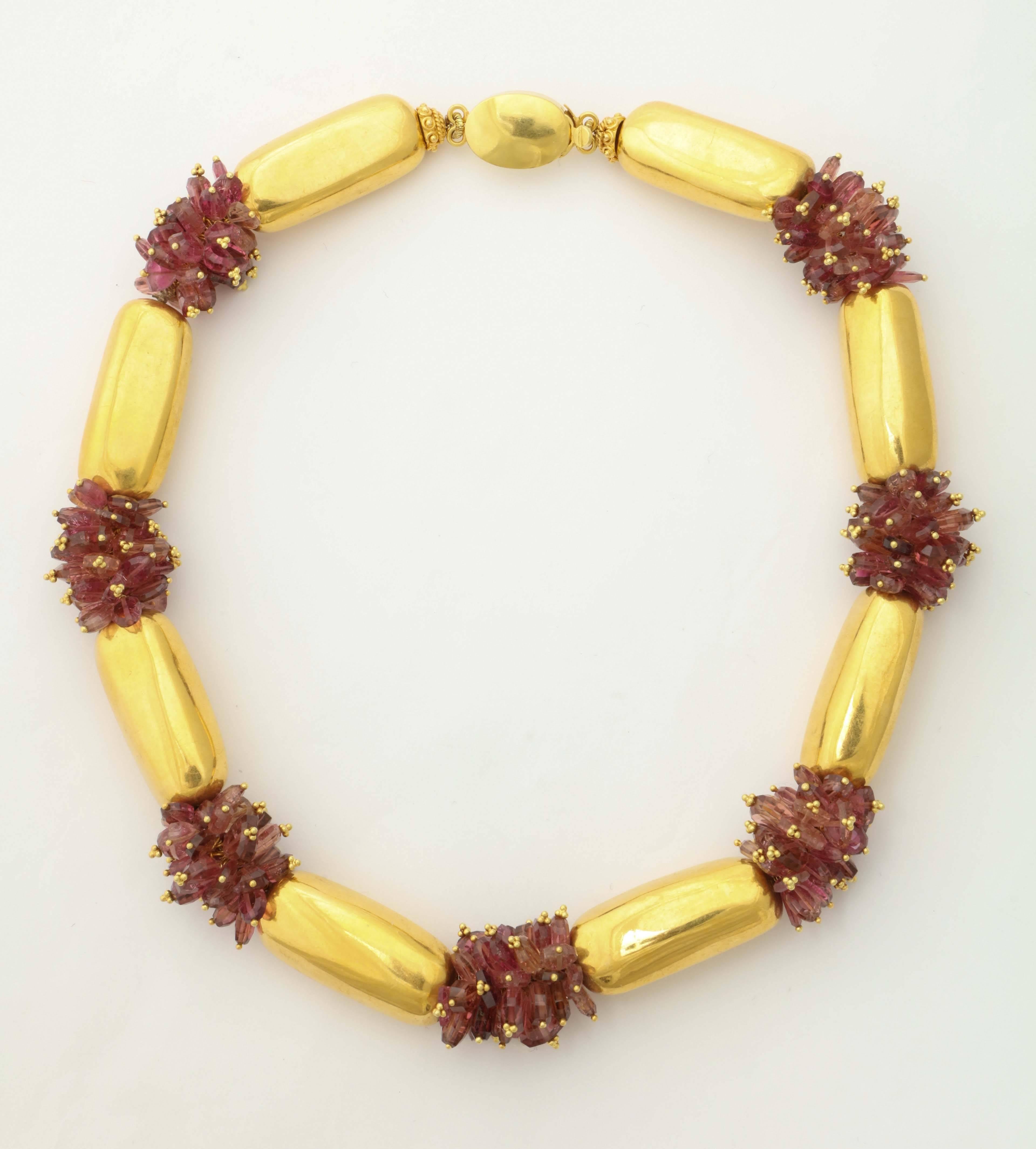 Women's Tourmaline Sapphire Gold Cherry Blossom Necklace