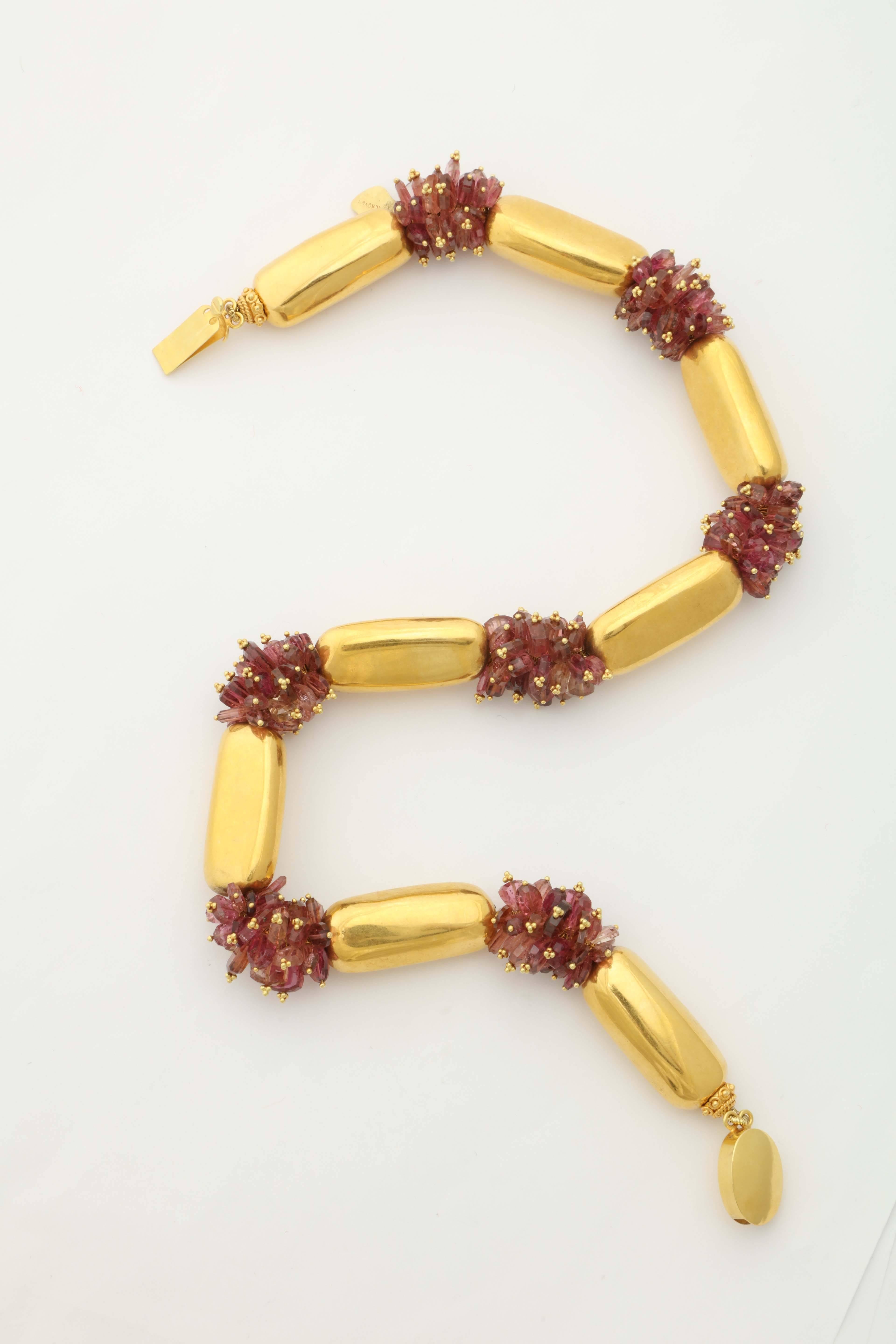 Tourmaline Sapphire Gold Cherry Blossom Necklace 2