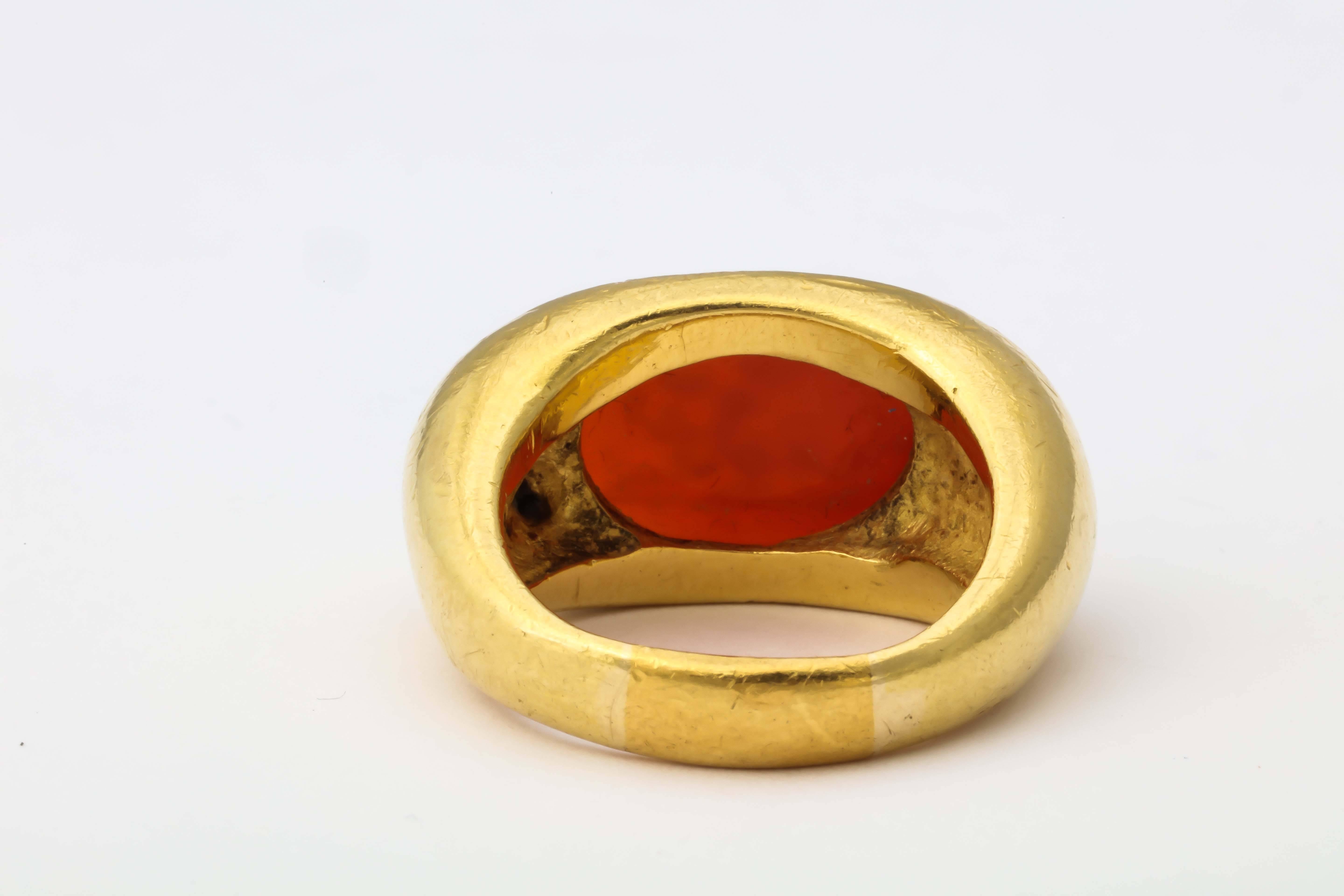 Zentrum Karneol Intaglio Gold Ring für Damen oder Herren