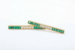 Tiffany & Co. Emerald Diamond Bar Pins