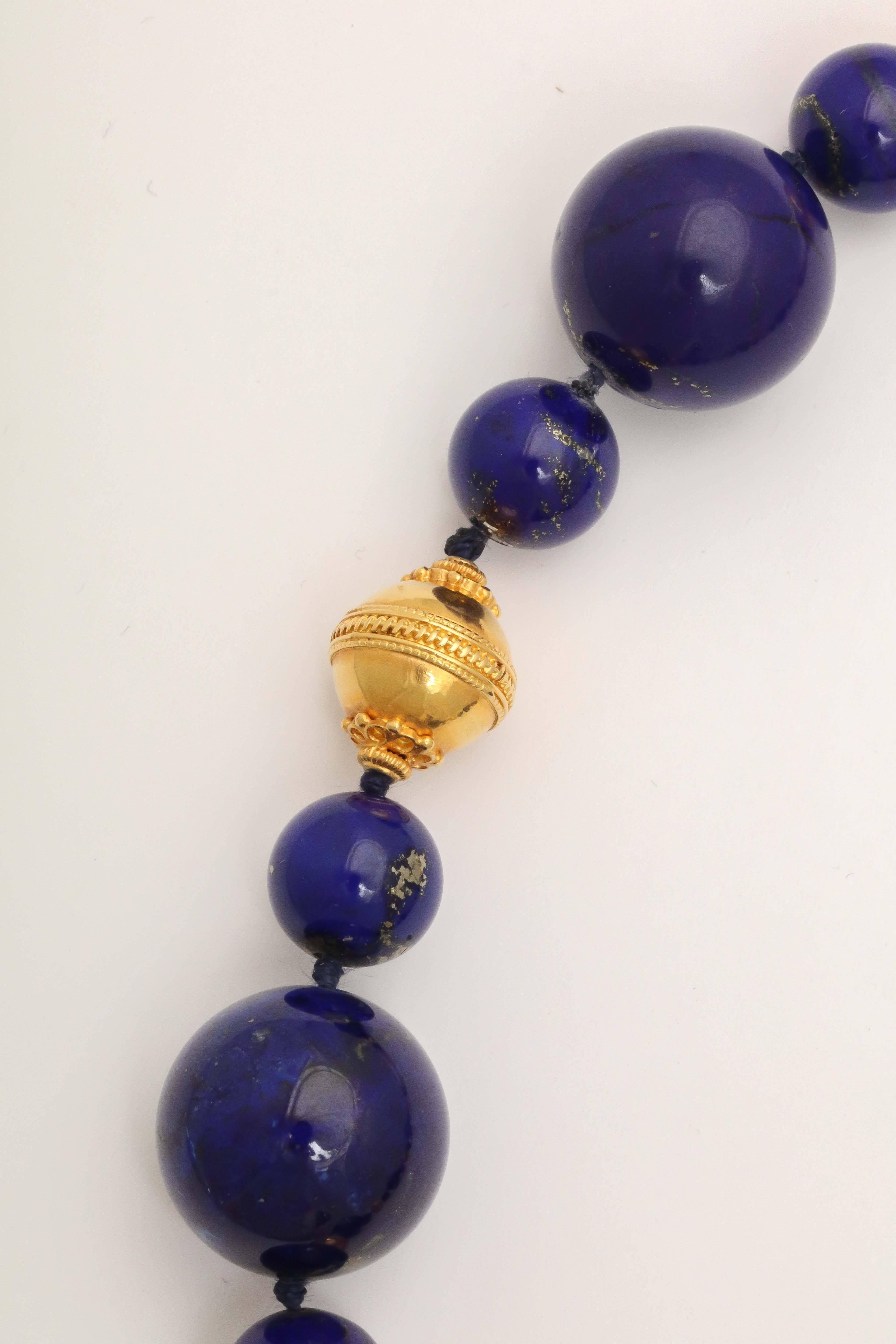 Hellenistic Russian Lapis Gold Bead Necklace