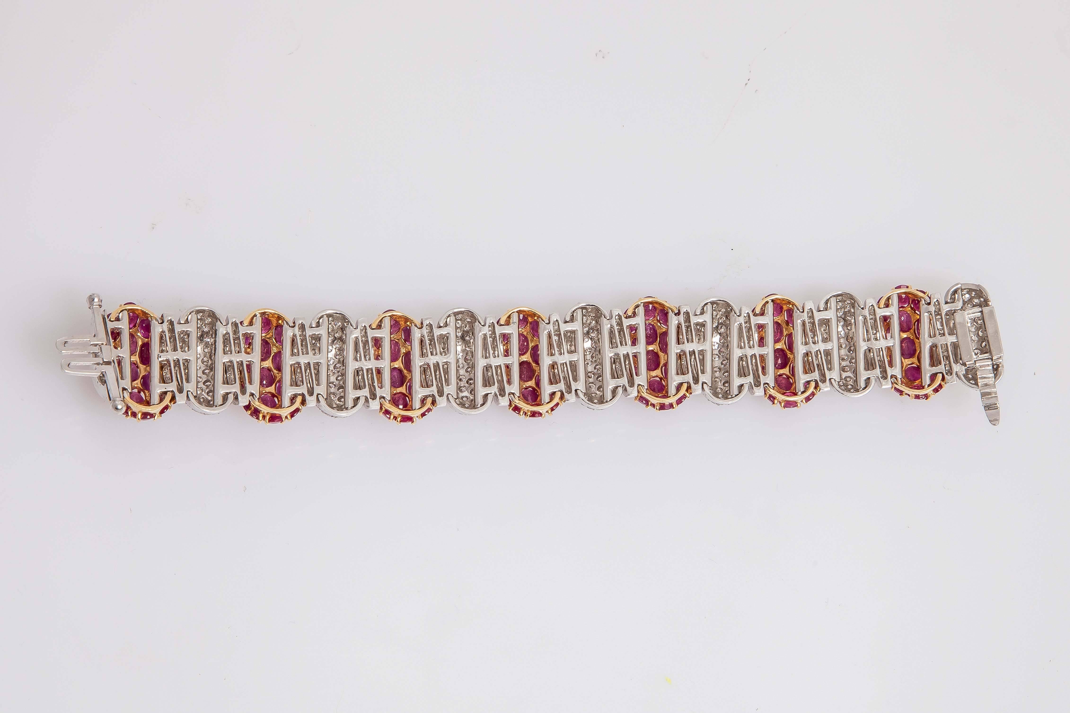 Women's Ruby Diamond Gold Bracelet For Sale