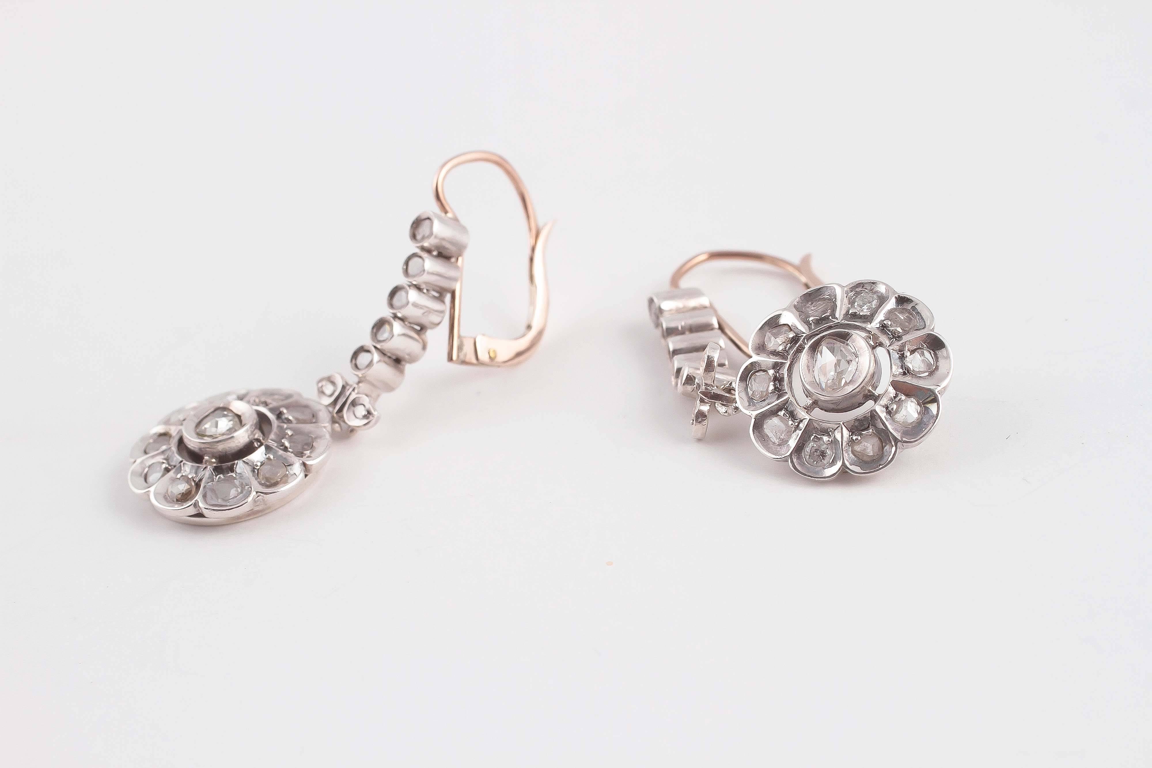 Contemporary Diamond Silver Gold Earrings