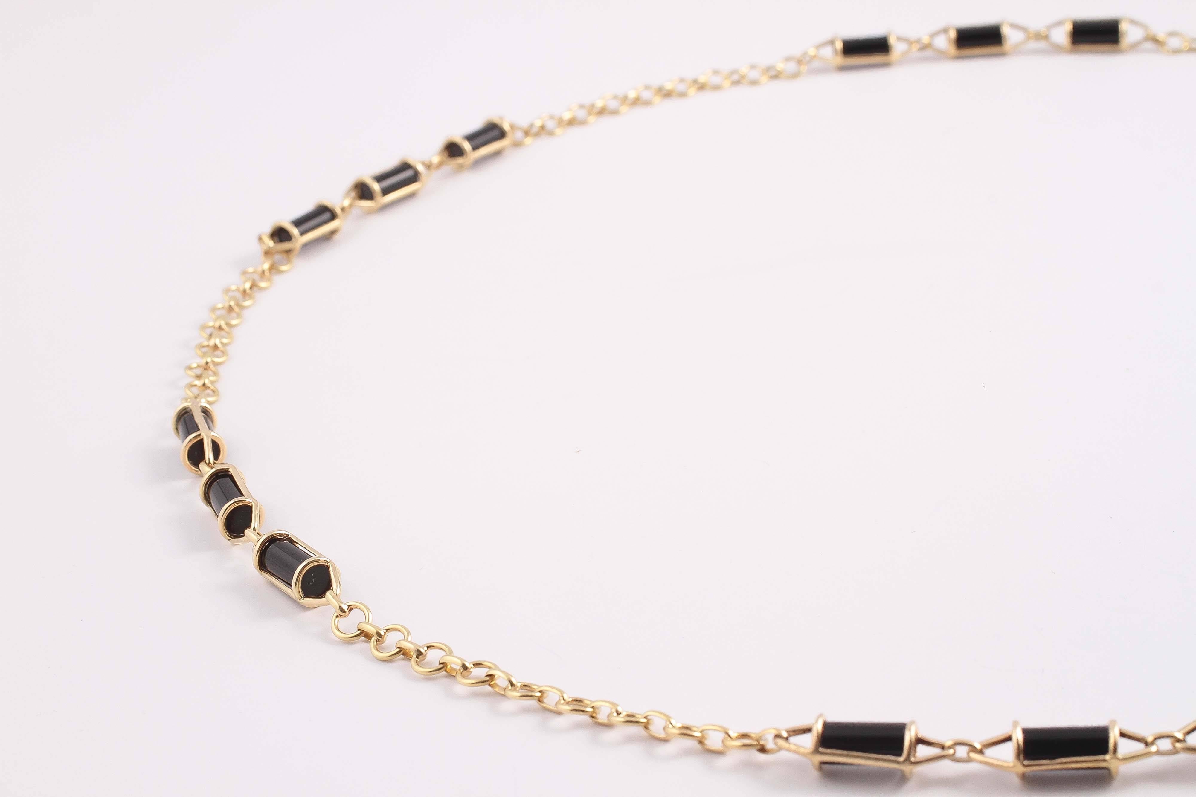 Women's Black Onyx Gold Necklace