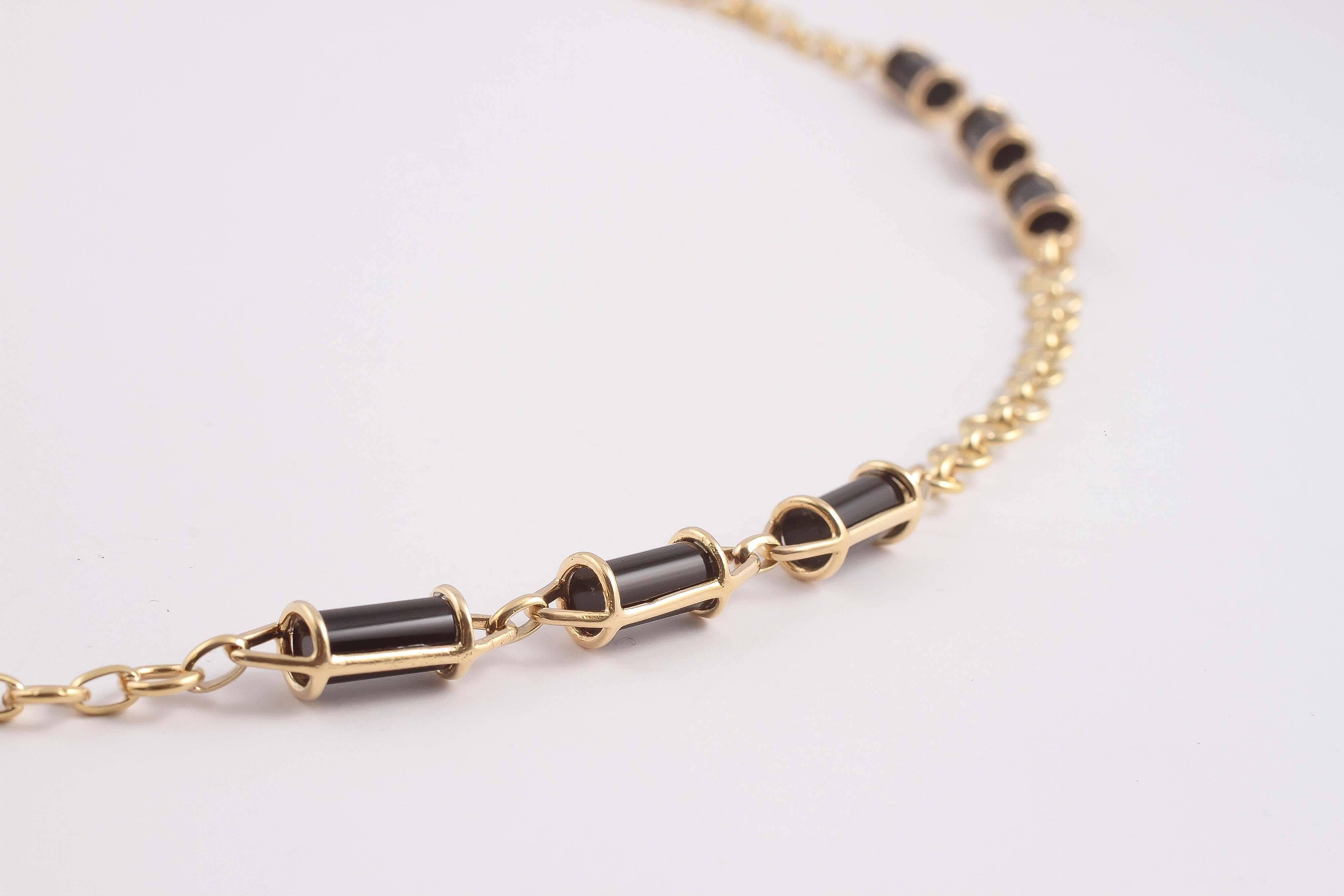 Black Onyx Gold Necklace 2