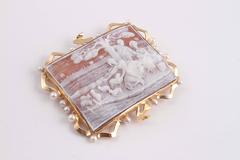 Cameo Pastoral Scene Gold Brooch