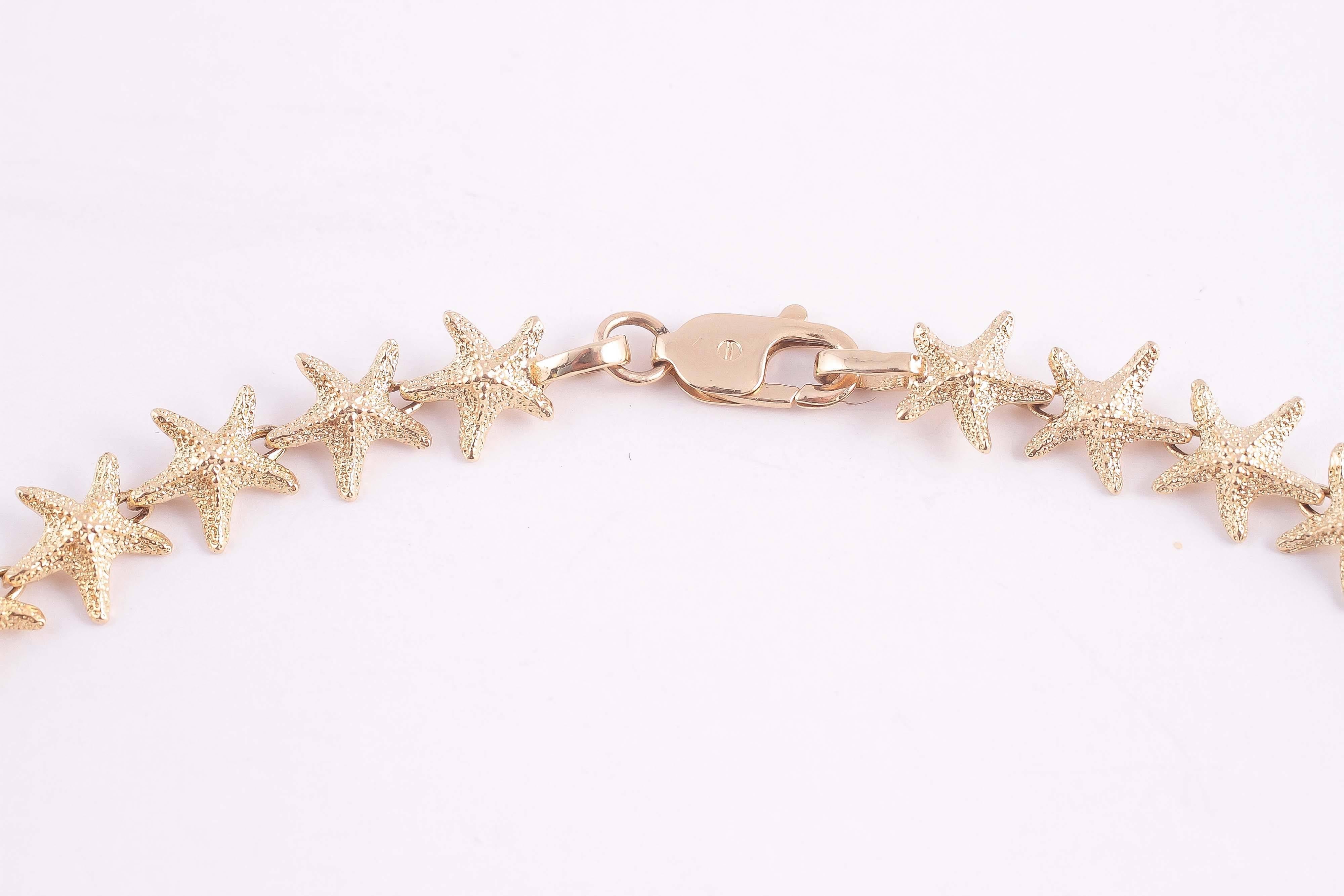 Blue Topaz Gold Starfish Necklace  1