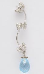 Delicate Blue Topaz Diamond Gold Butterfly Earrings