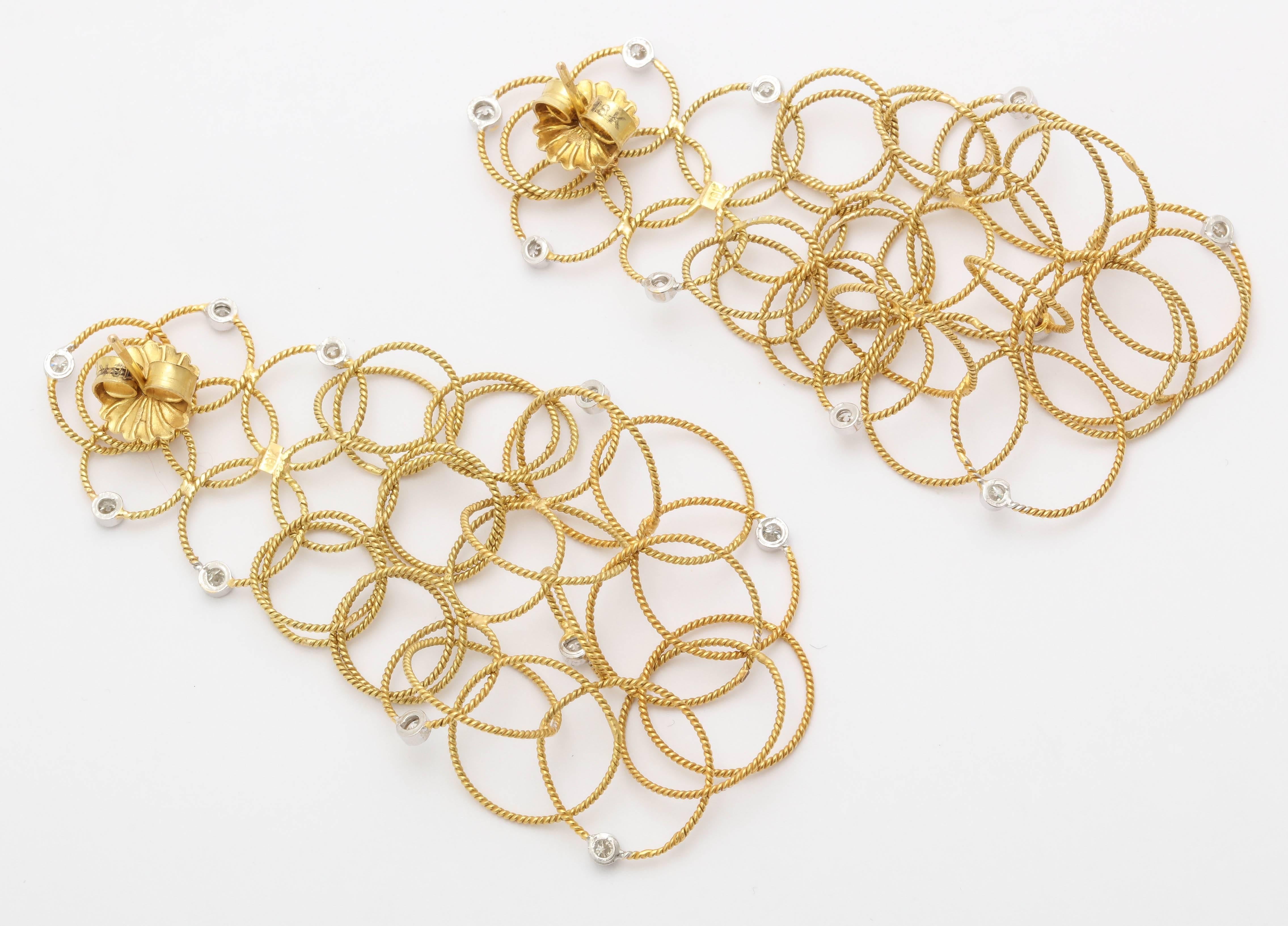 Women's Stunning Diamond Gold Multi Hoop Earrings For Sale