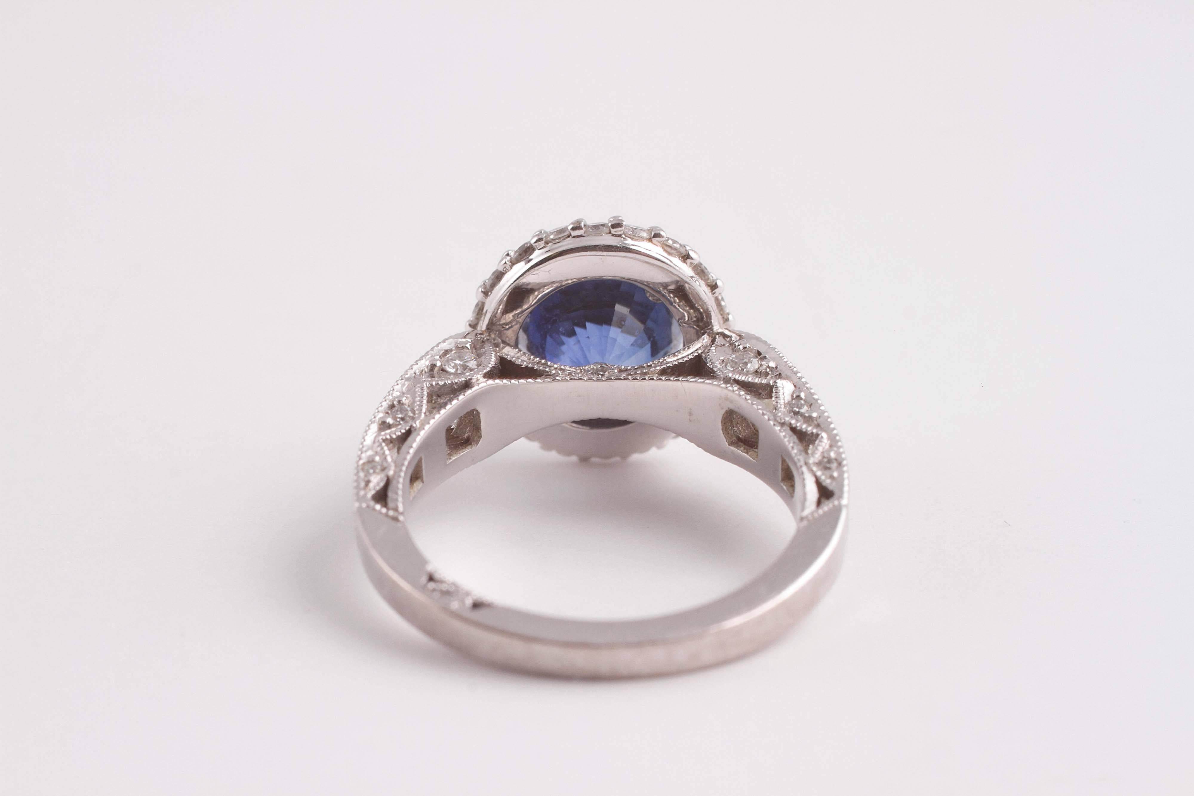 Women's Stunning Tacori 2.80 Carat GIA Cert Blue Sapphire 1.08 Carats Diamond Gold Ring