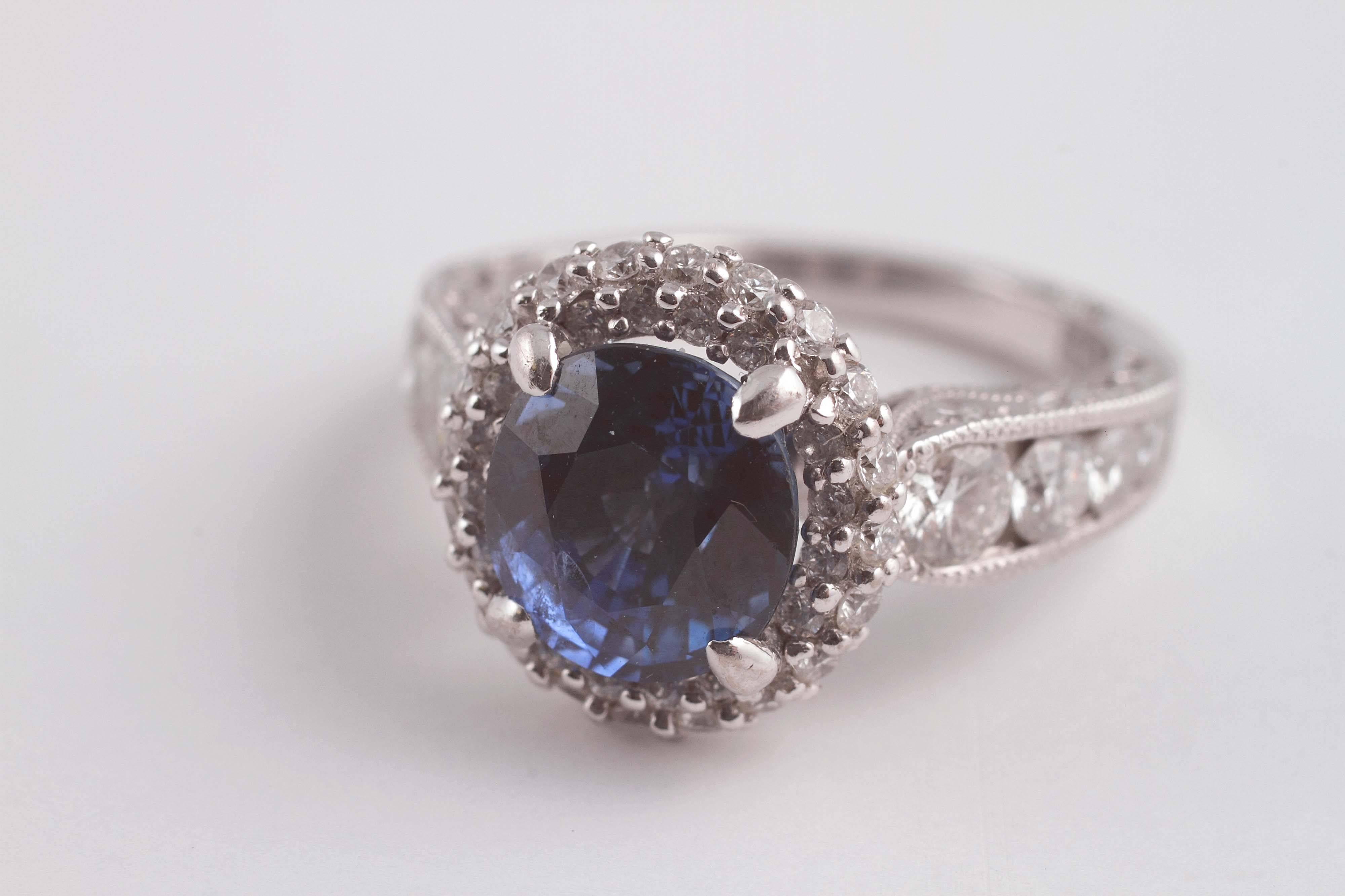 Stunning Tacori 2.80 Carat GIA Cert Blue Sapphire 1.08 Carats Diamond Gold Ring 3