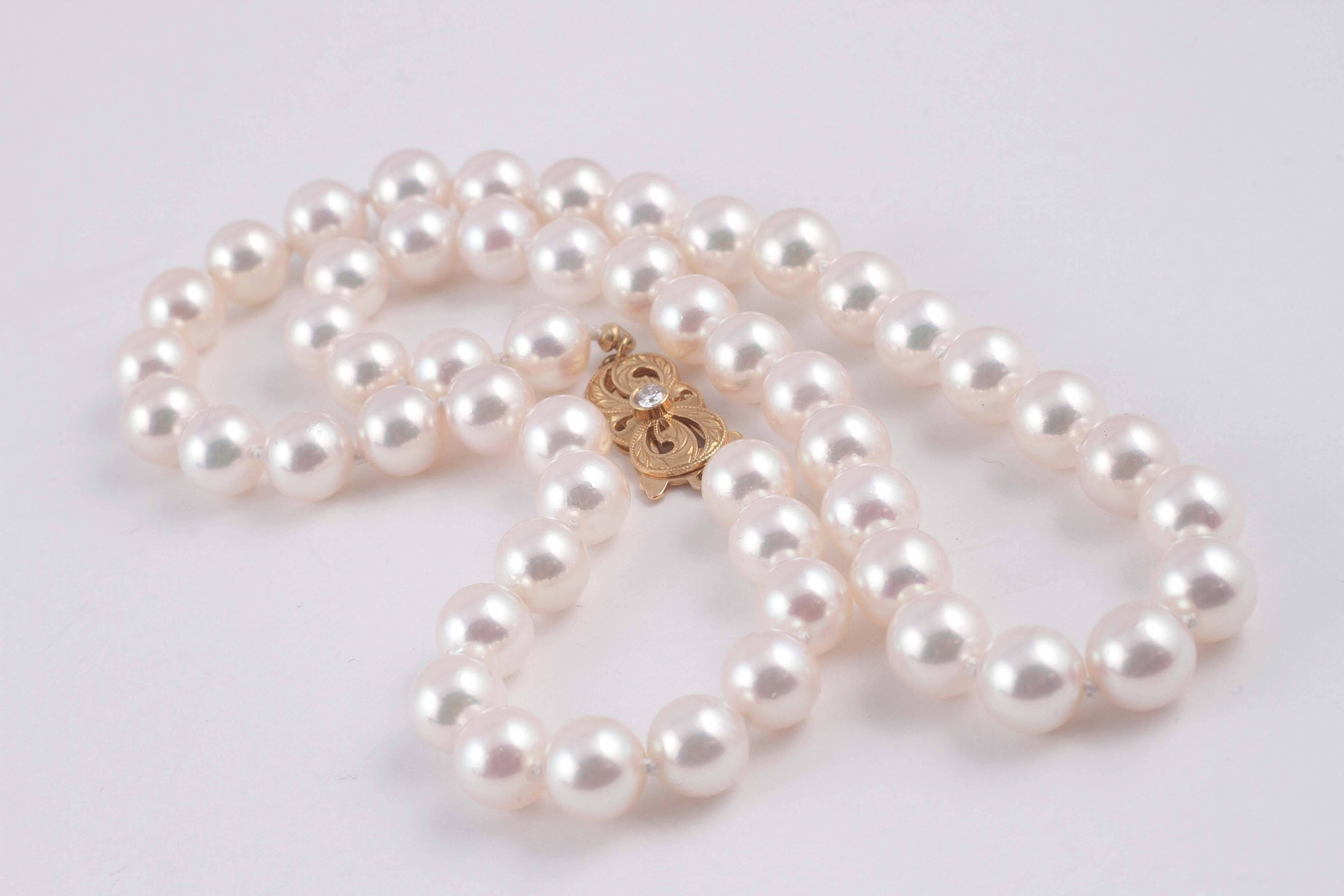 Mikimoto Pearl Necklace with Accent Diamond Clasp 1