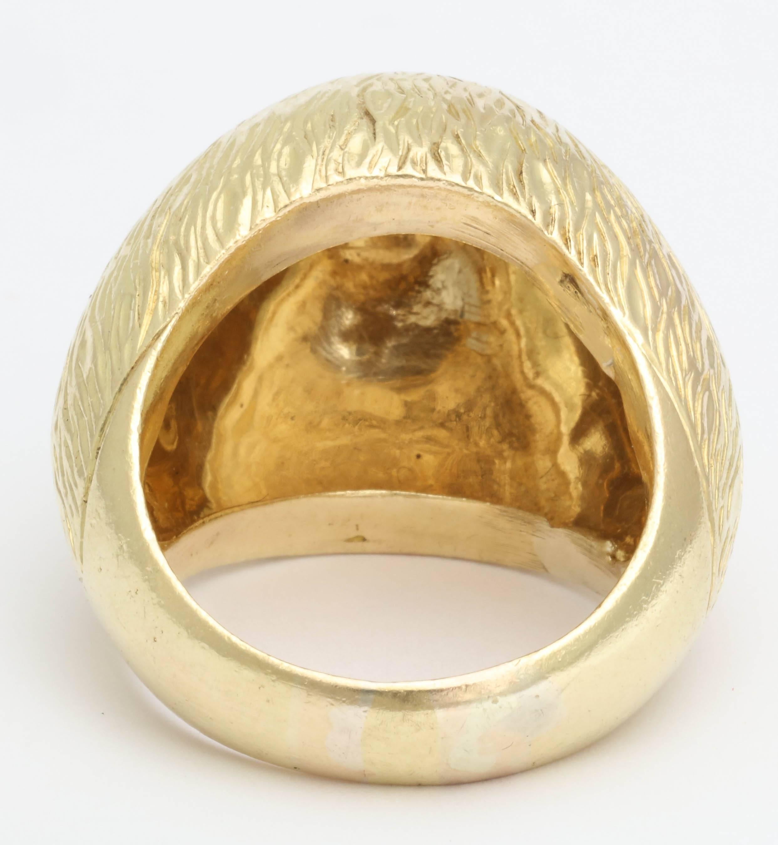 1970s Textured Gold Large Dome Ring 2
