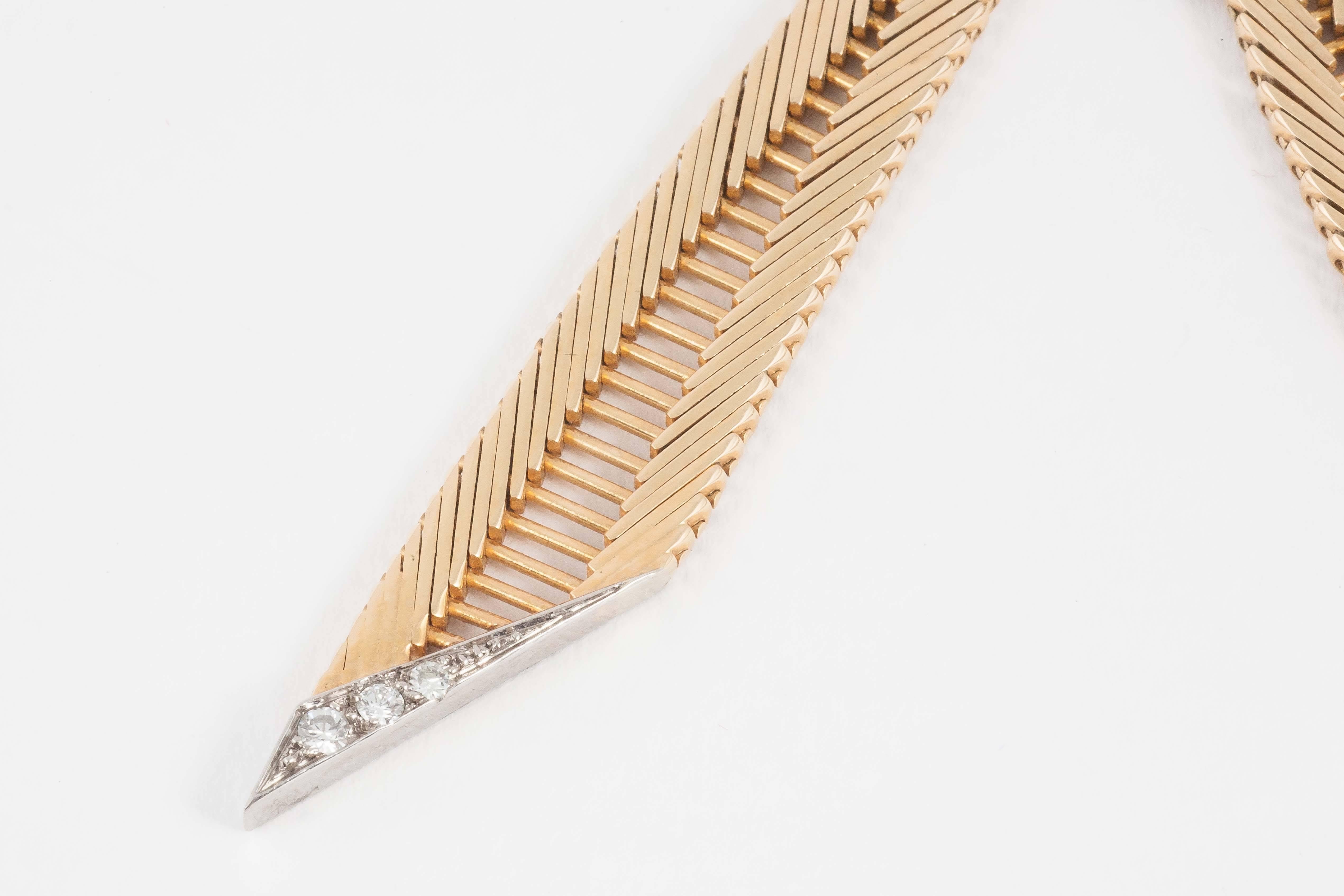 1950s French Diamond Gold Set Necklace In New Condition In London, GB