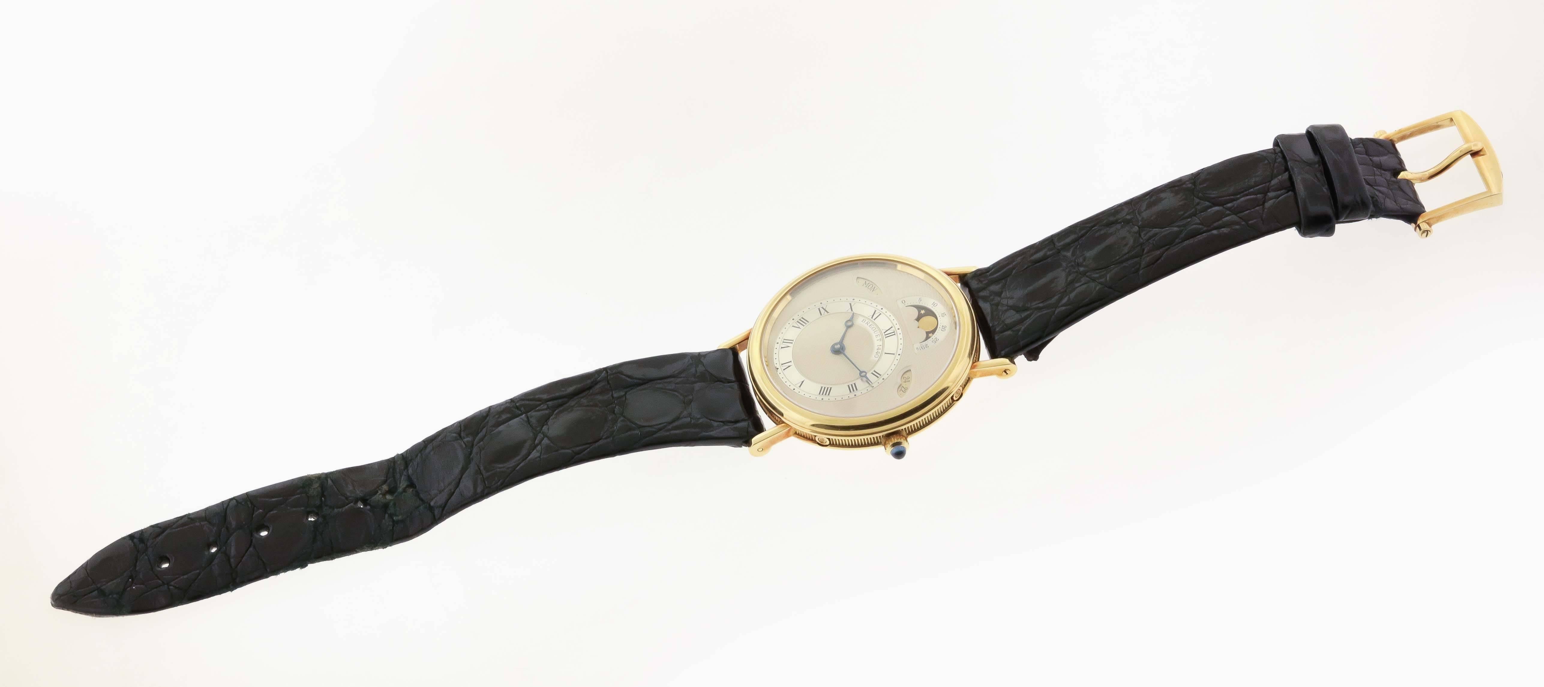 Breguet Yellow Gold Classique Moonphase Calendar Automatic Wristwatch Ref BA3330 In Excellent Condition In New York, NY