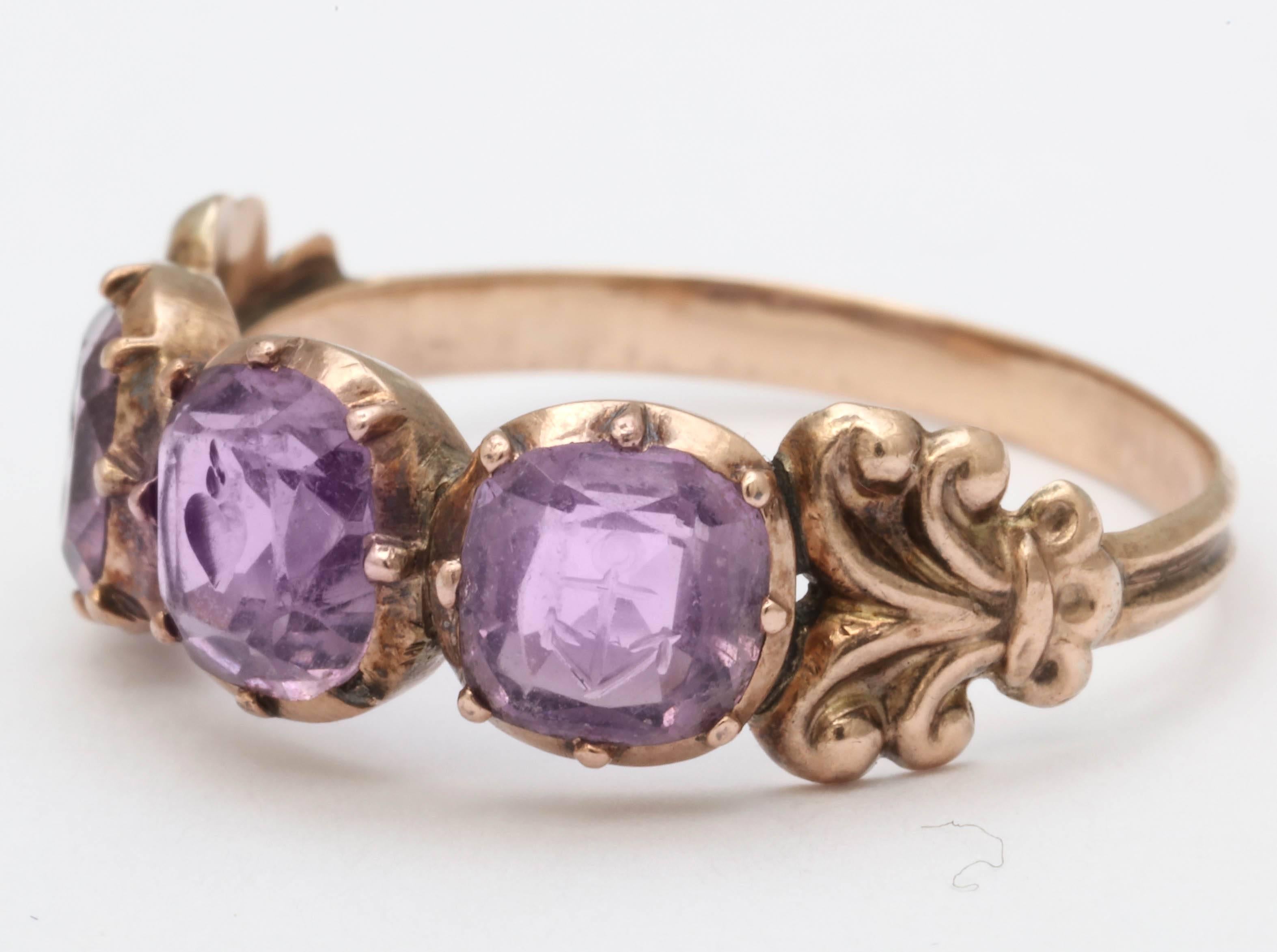Divine Amethyst Gold Faith Hope und Charity-Ring (Frühviktorianisch)